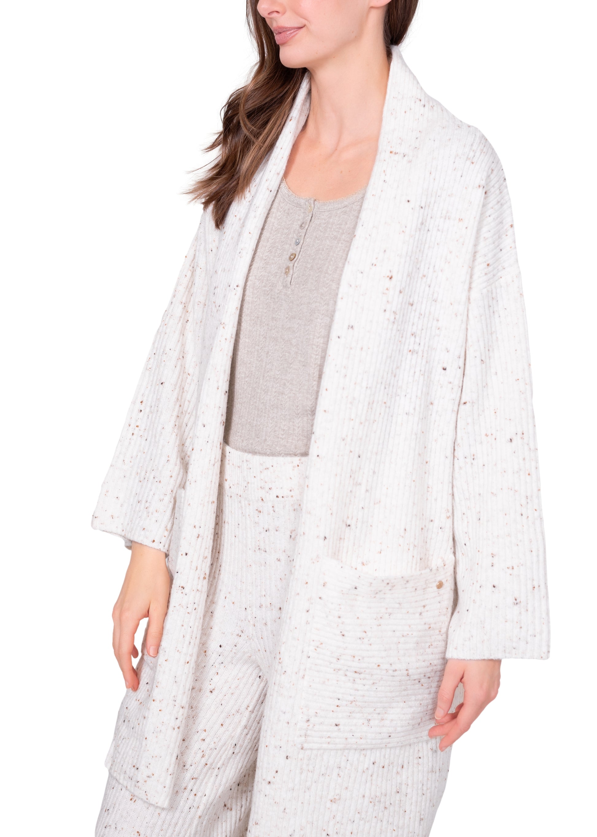 Textured Oversized Knit Cardigan with Pockets