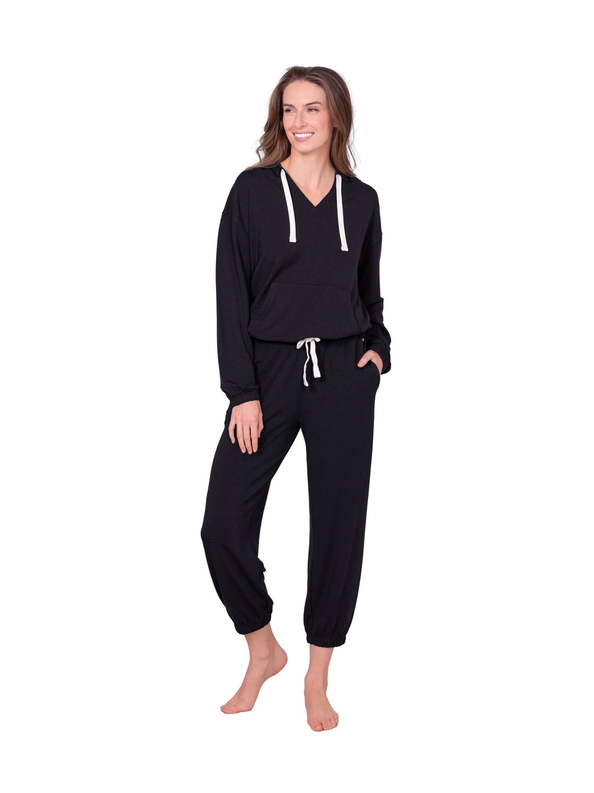Relaxed Fit V-Neck Hoodie