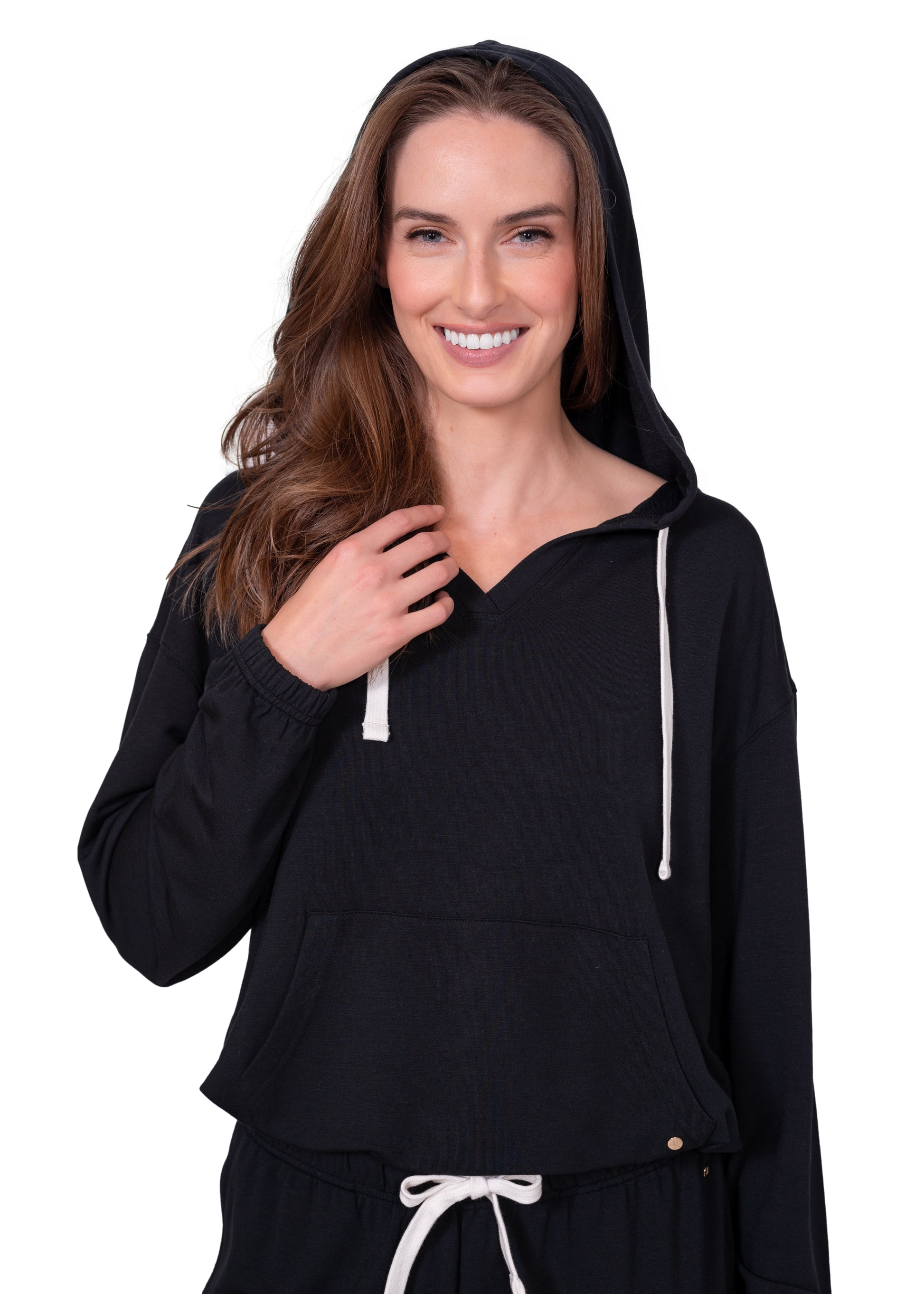 Relaxed Fit V-Neck Hoodie