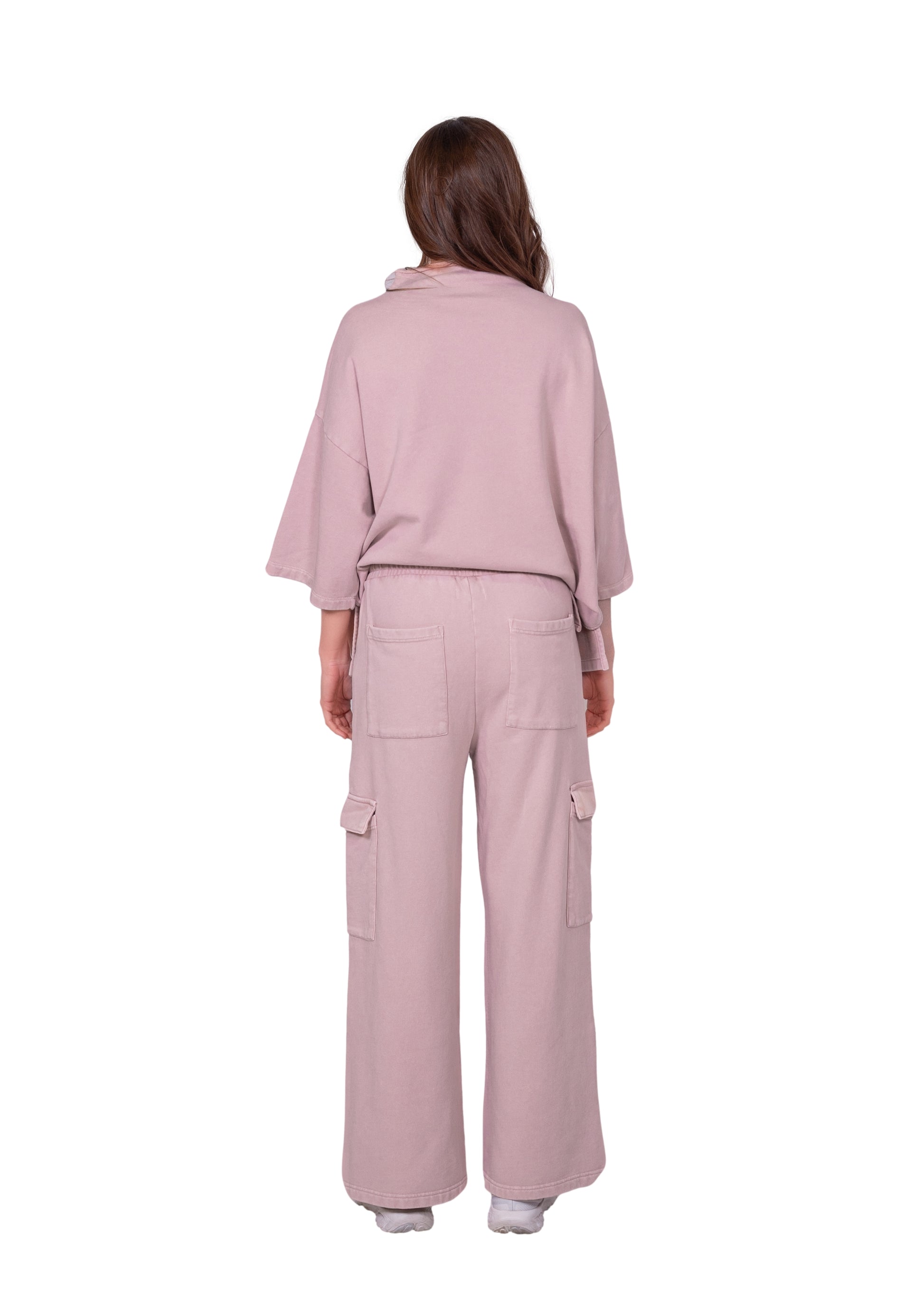 French Terry Wide Leg Cargo Pants