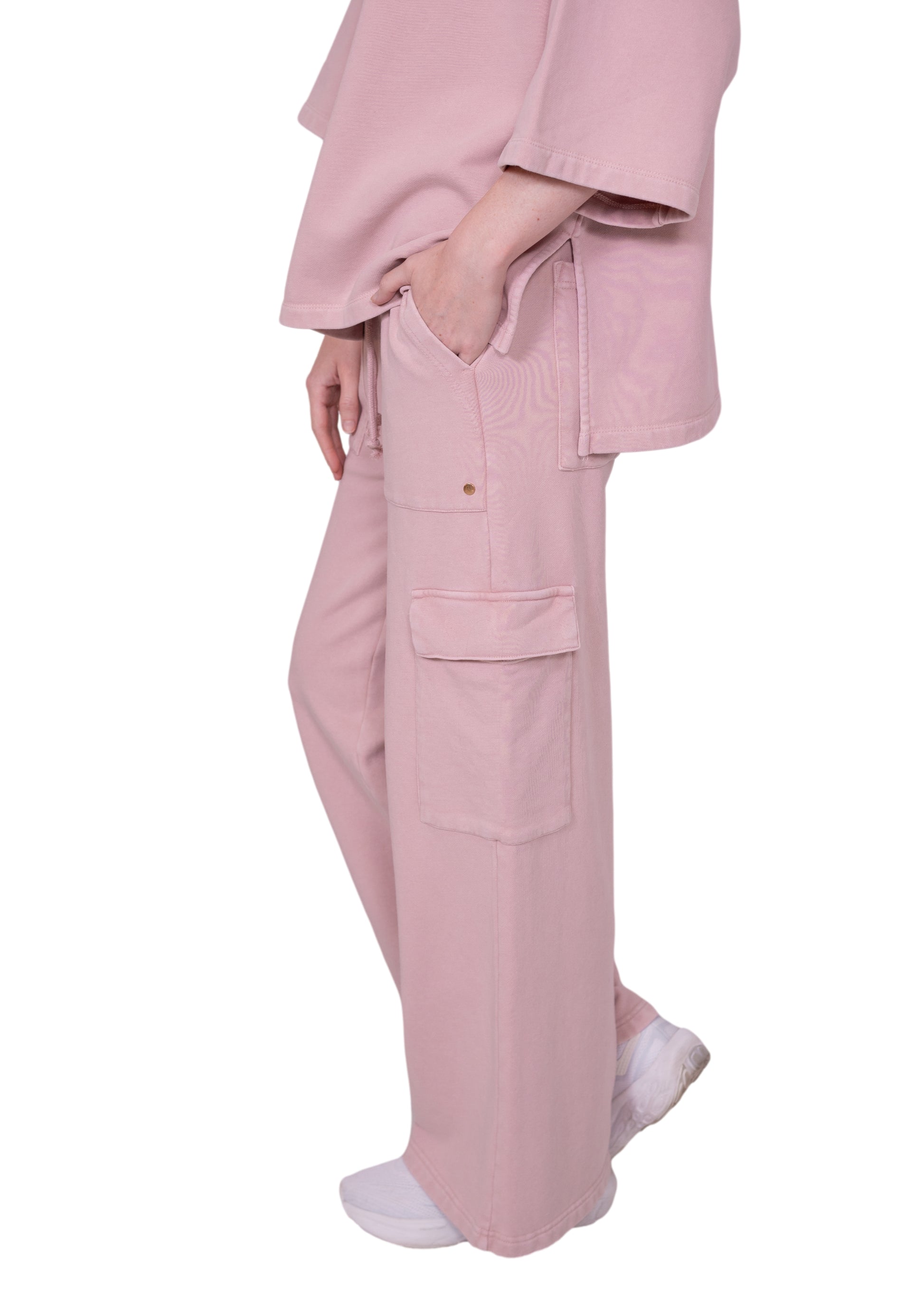 French Terry Wide Leg Cargo Pants
