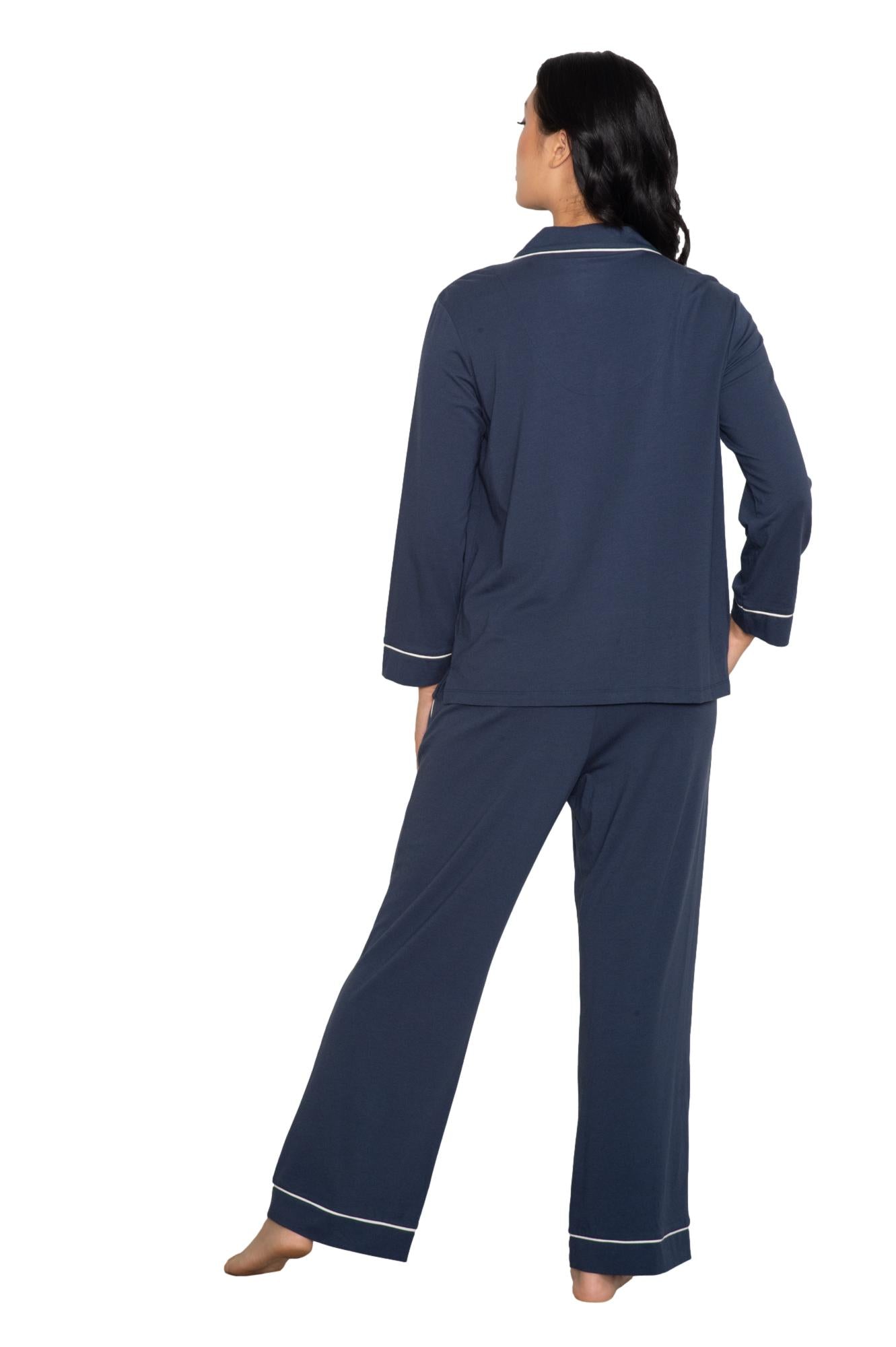 Long sleeve notch collar top & pant set