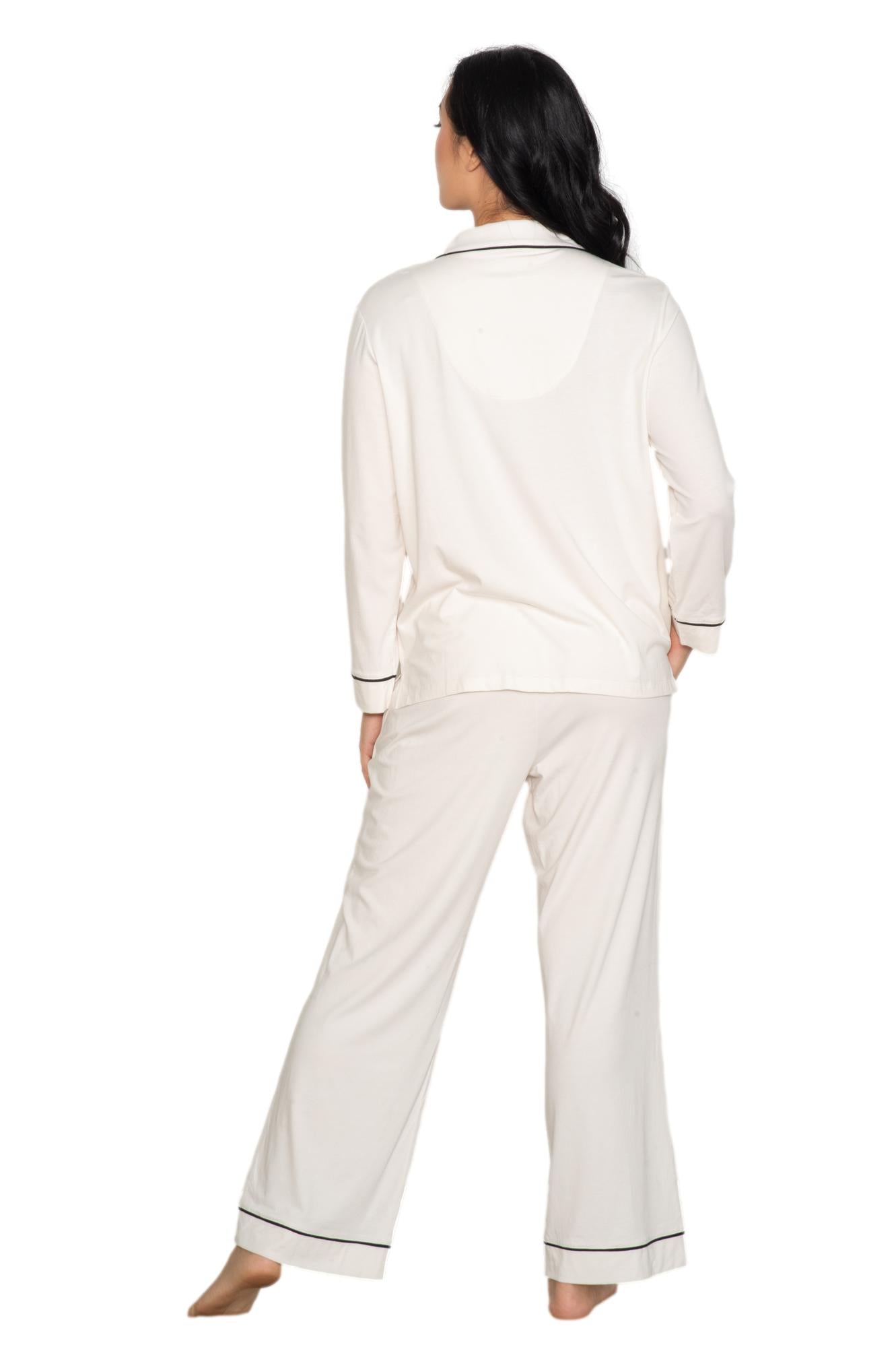 Long sleeve notch collar top & pant set