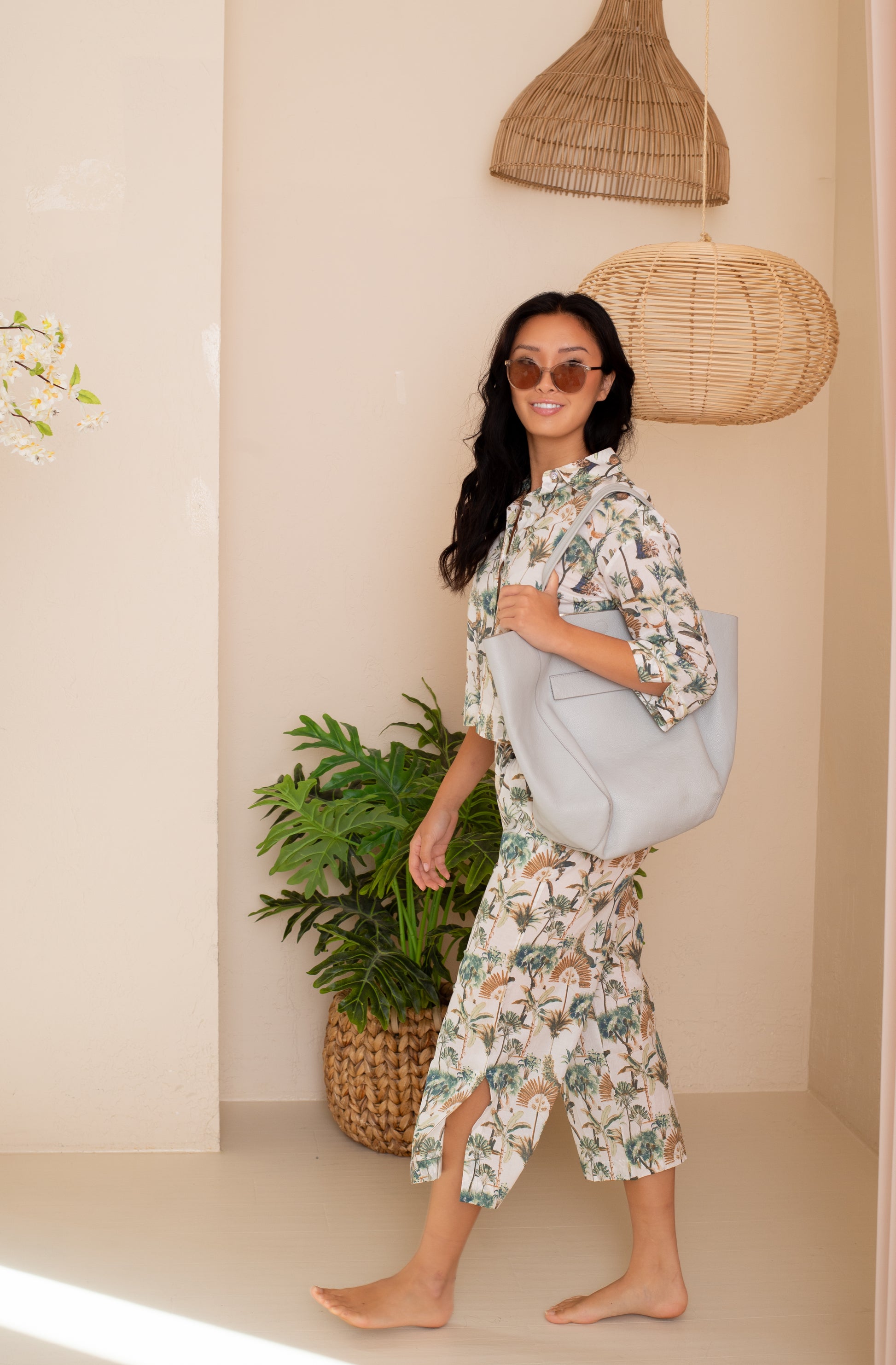 Drop shoulder 3/4 shirt & capri set