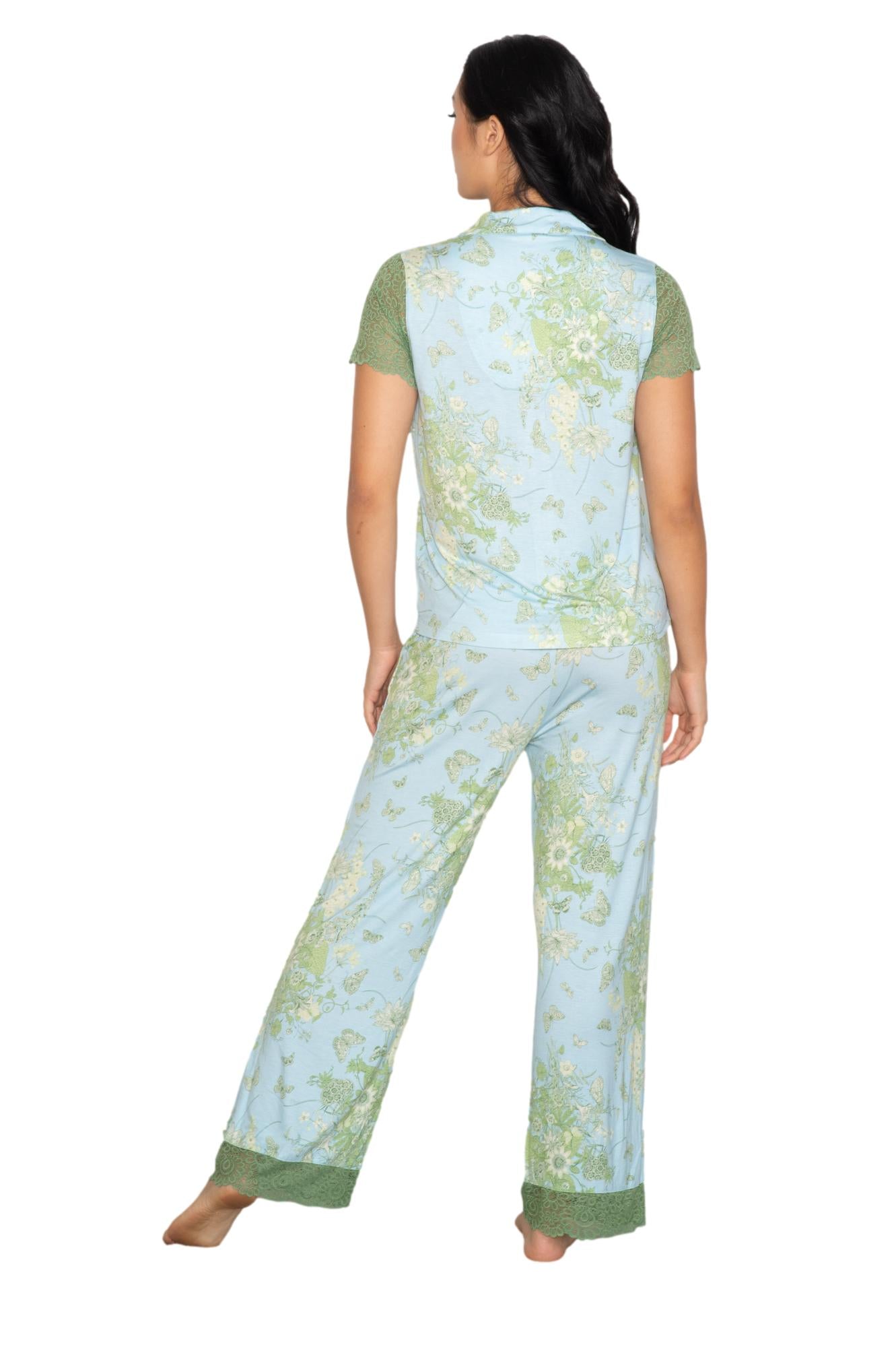 LACE SS NOTCH COLLAR & PANT SET