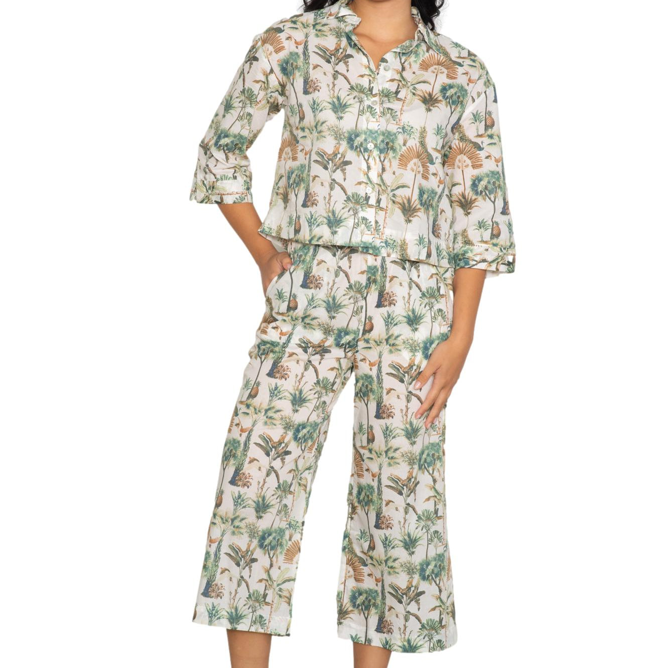 Drop shoulder 3/4 shirt & capri set