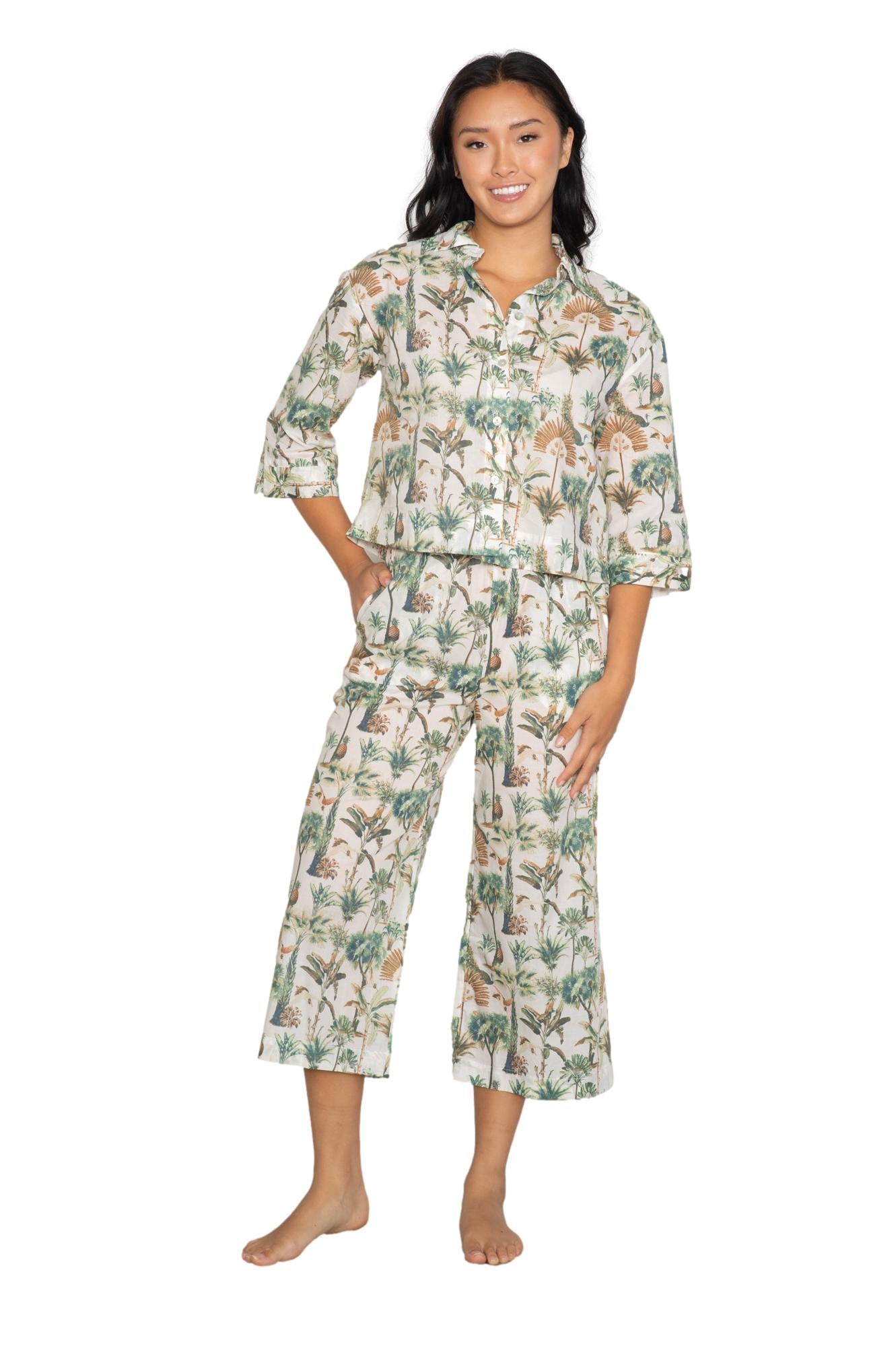 Drop shoulder 3/4 shirt & capri set