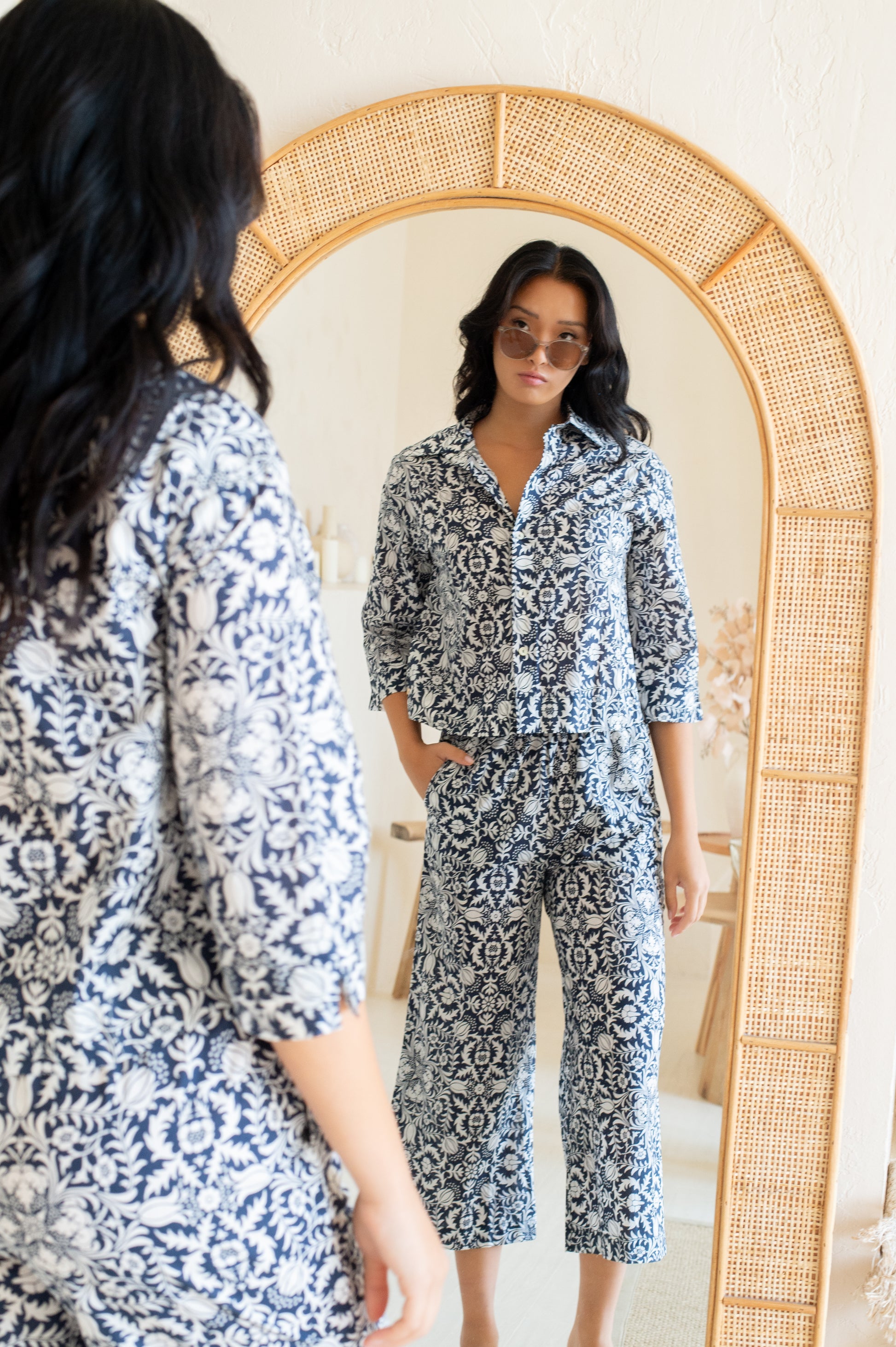 Drop shoulder 3/4 shirt & capri set