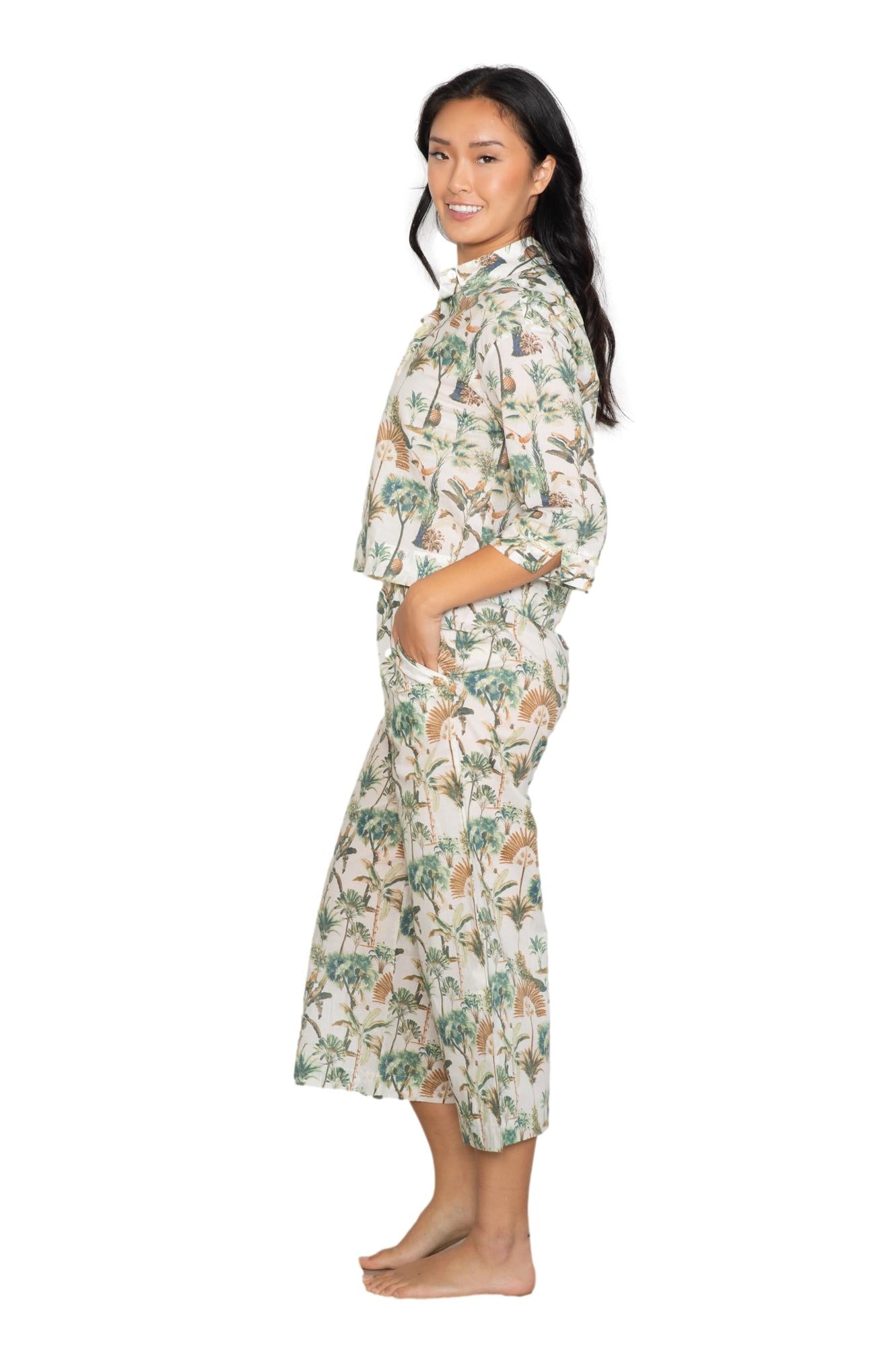 Drop shoulder 3/4 shirt & capri set