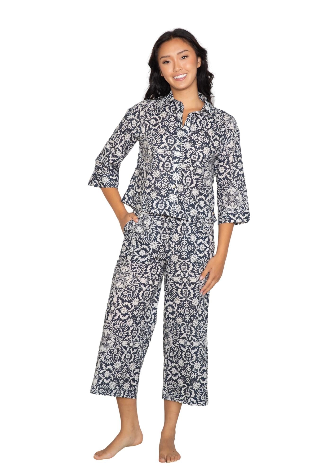 Drop shoulder 3/4 shirt & capri set