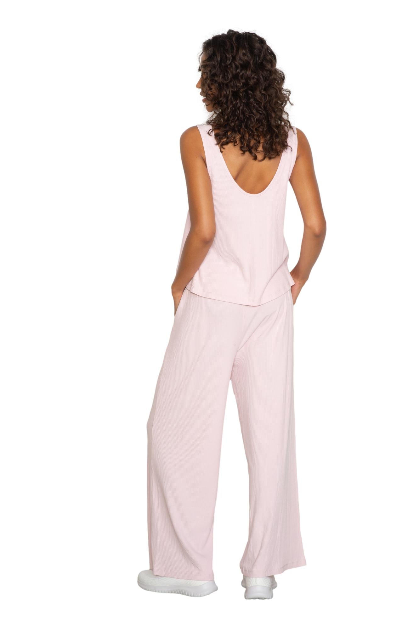Rib A-line shaped tank & straight leg pant set