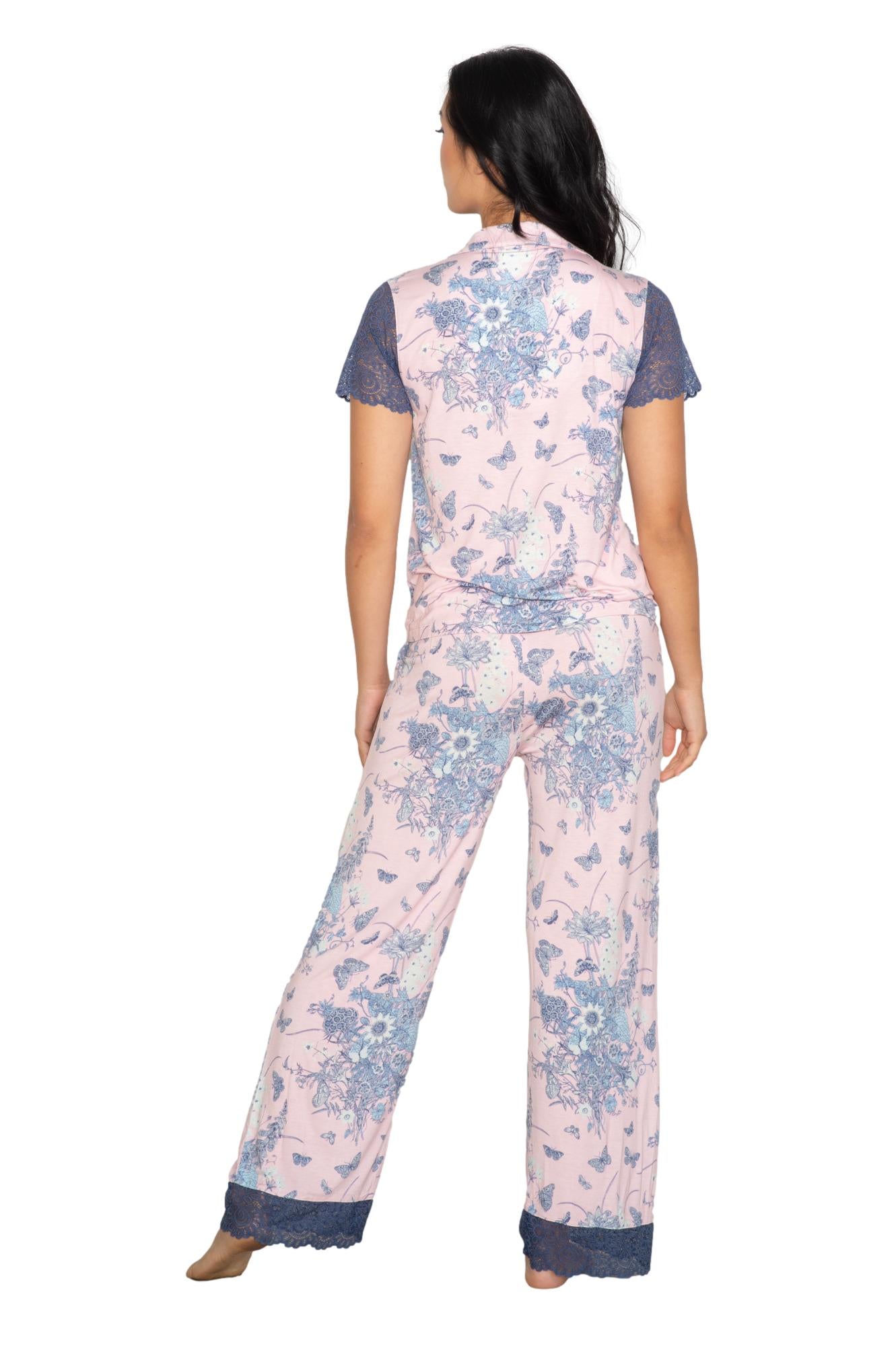 LACE SS NOTCH COLLAR & PANT SET