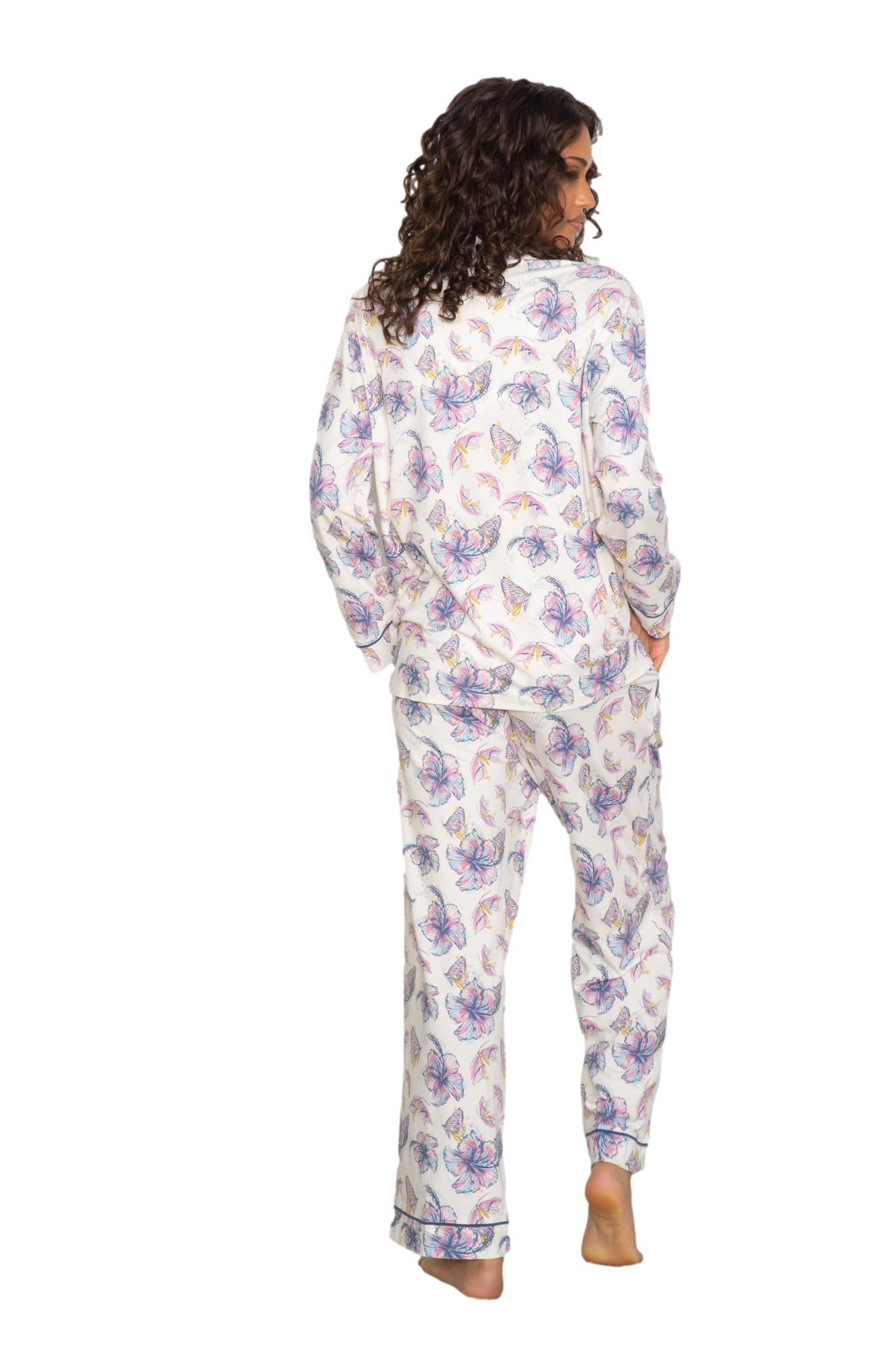 Long sleeve notch collar top & pant set