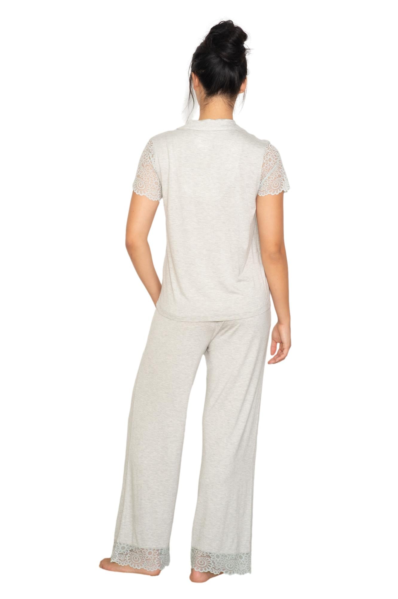 LACE SS NOTCH COLLAR & PANT SET