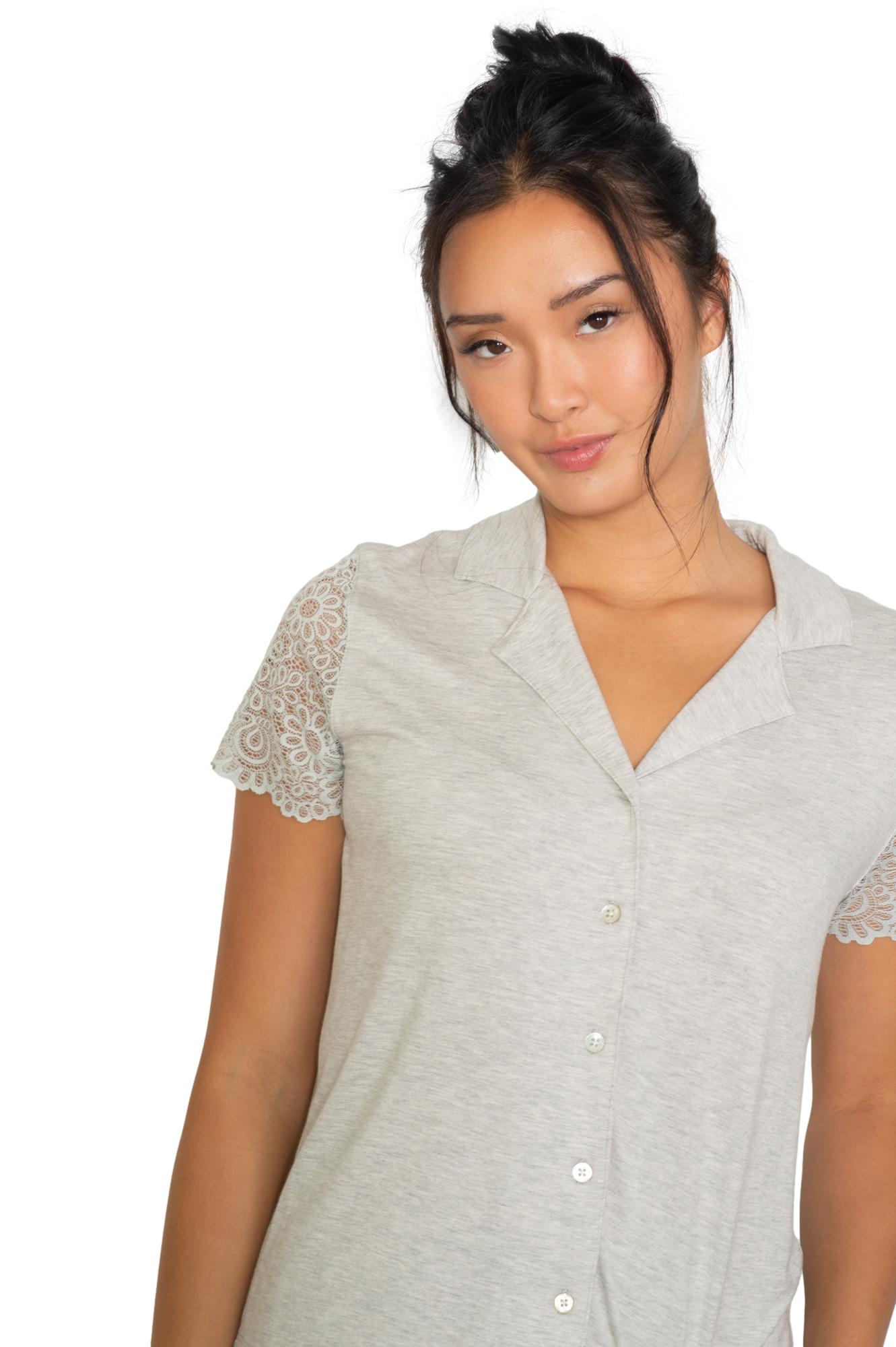 LACE SS NOTCH COLLAR & PANT SET