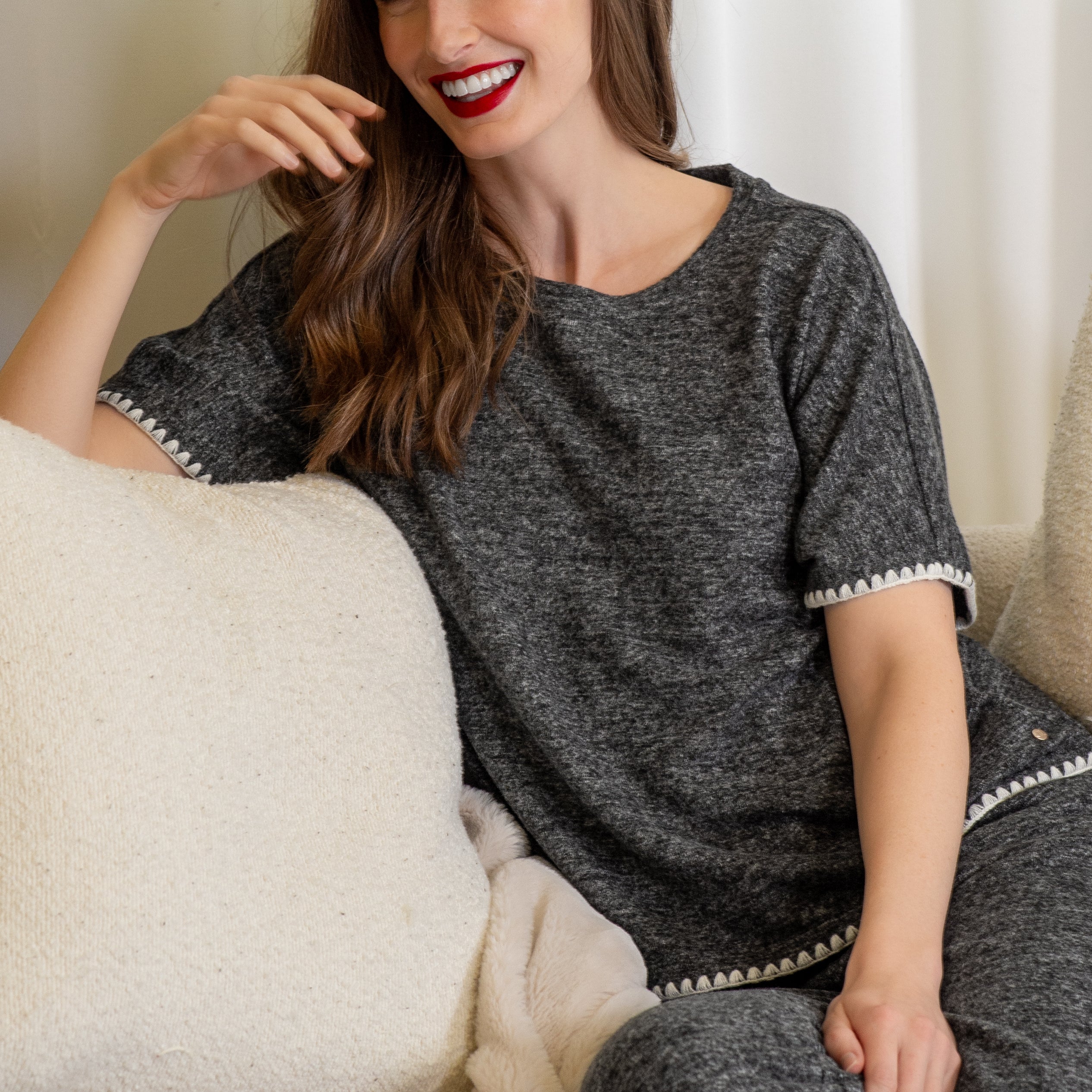 Brushed Blanket Stitch Lounge Tee