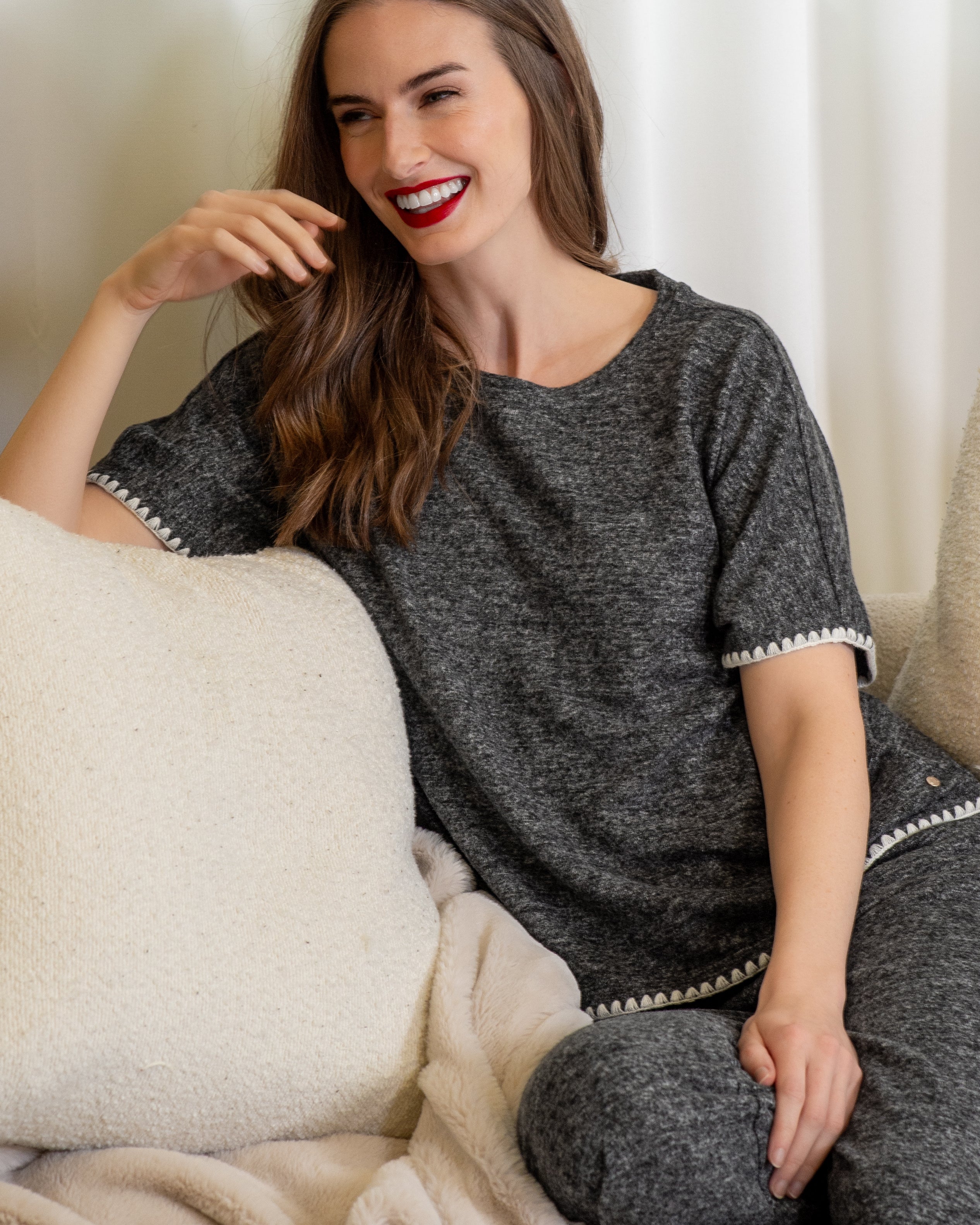 Brushed Blanket Stitch Lounge Tee
