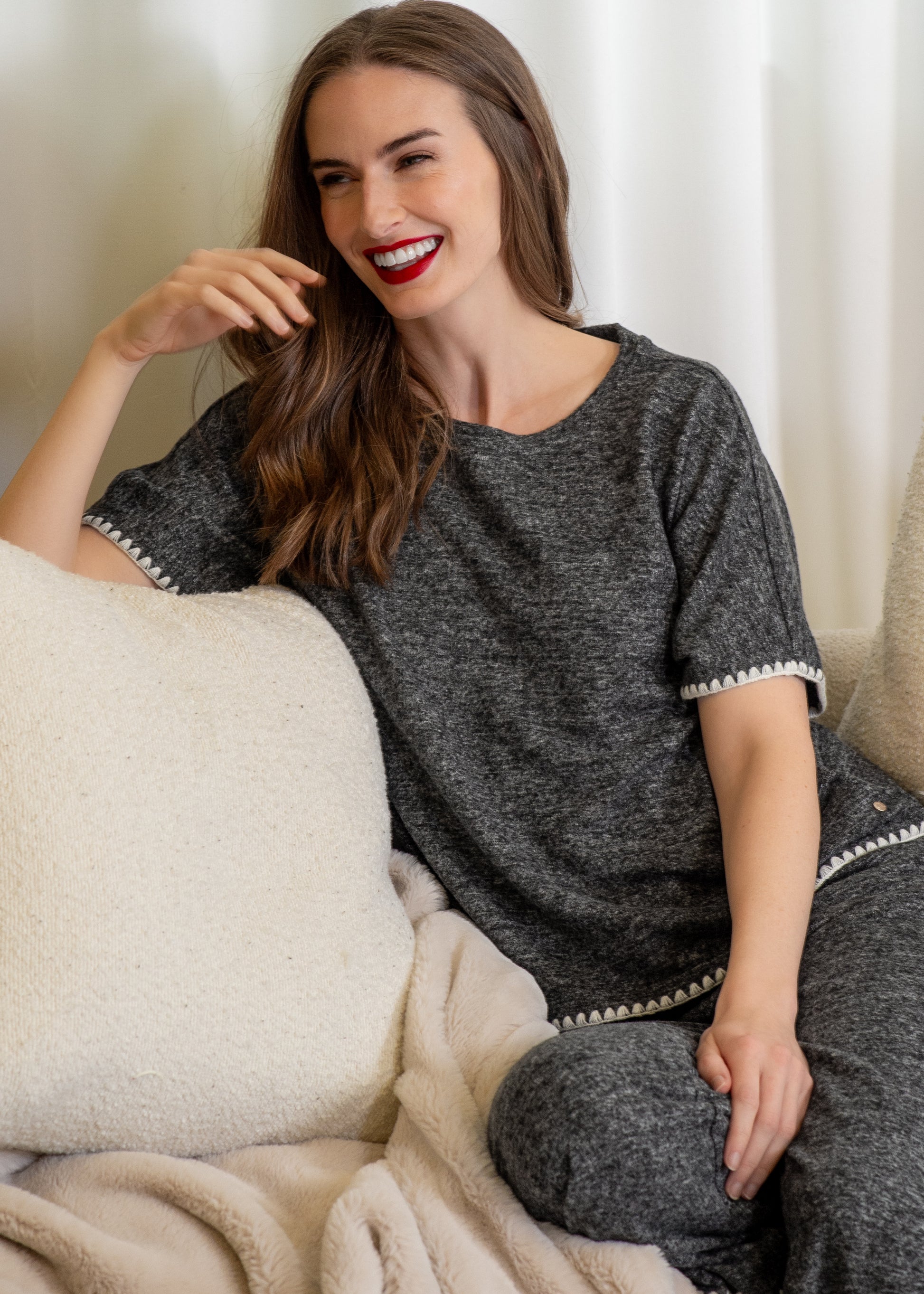 Brushed Blanket Stitch Lounge Tee
