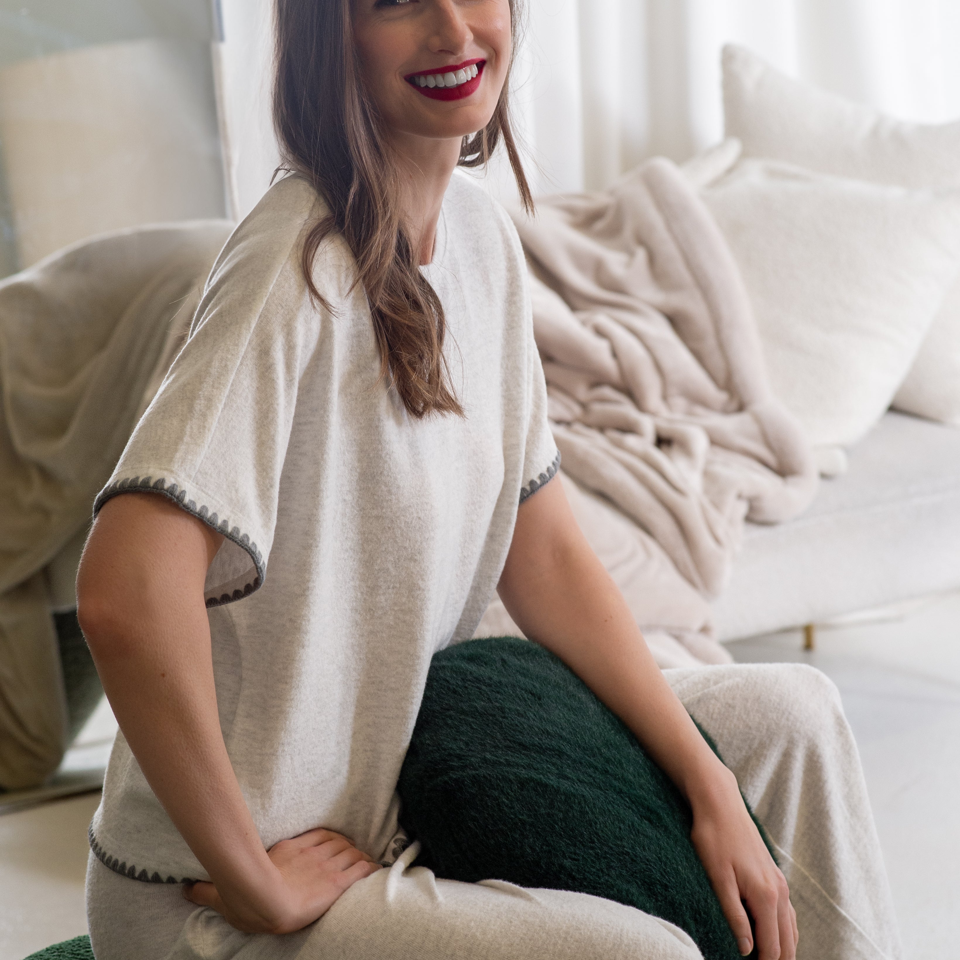 Brushed Blanket Stitch Lounge Tee