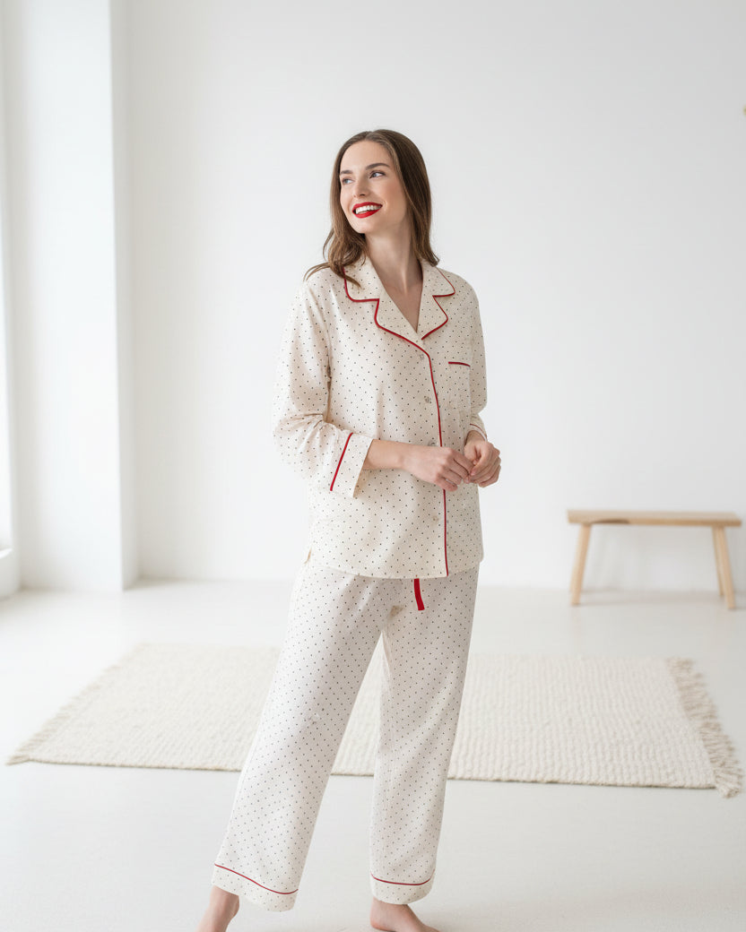Long Sleeve Notch Collar Pajama Gift Set