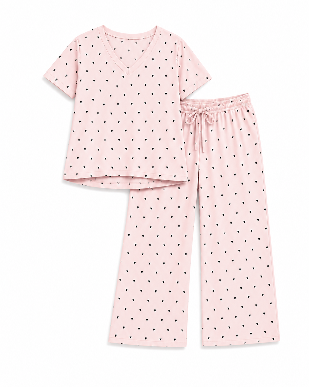 V-Neck Tee & Wide Leg Lounge Pant Set