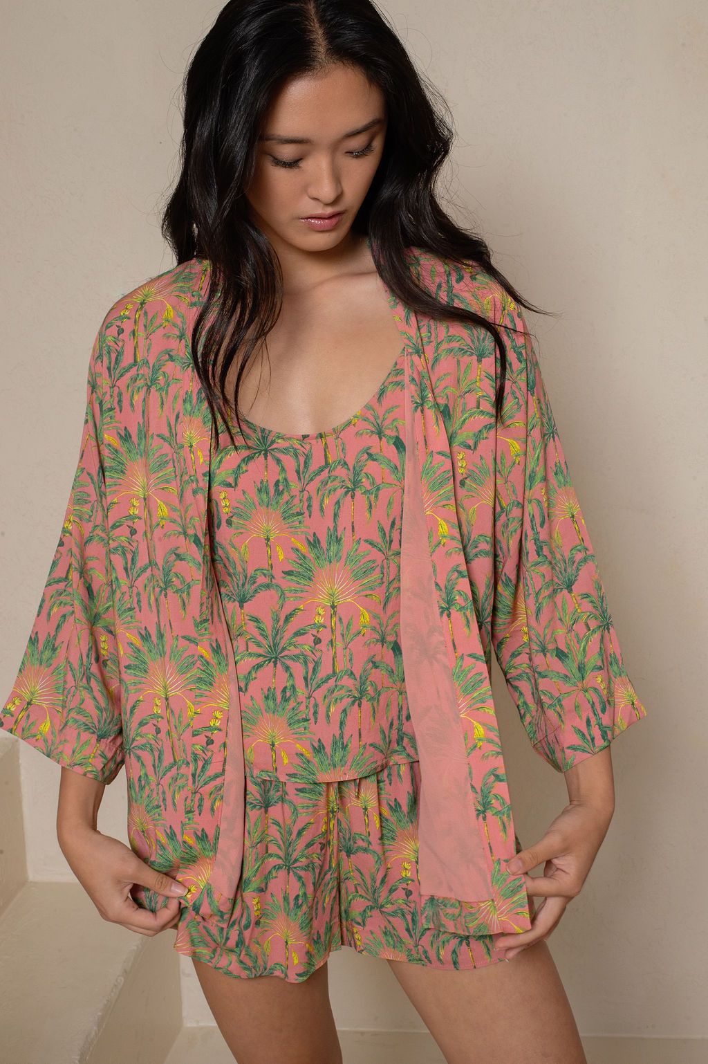 SILK LIKE VISCOSE KIMONO LINED ROBE