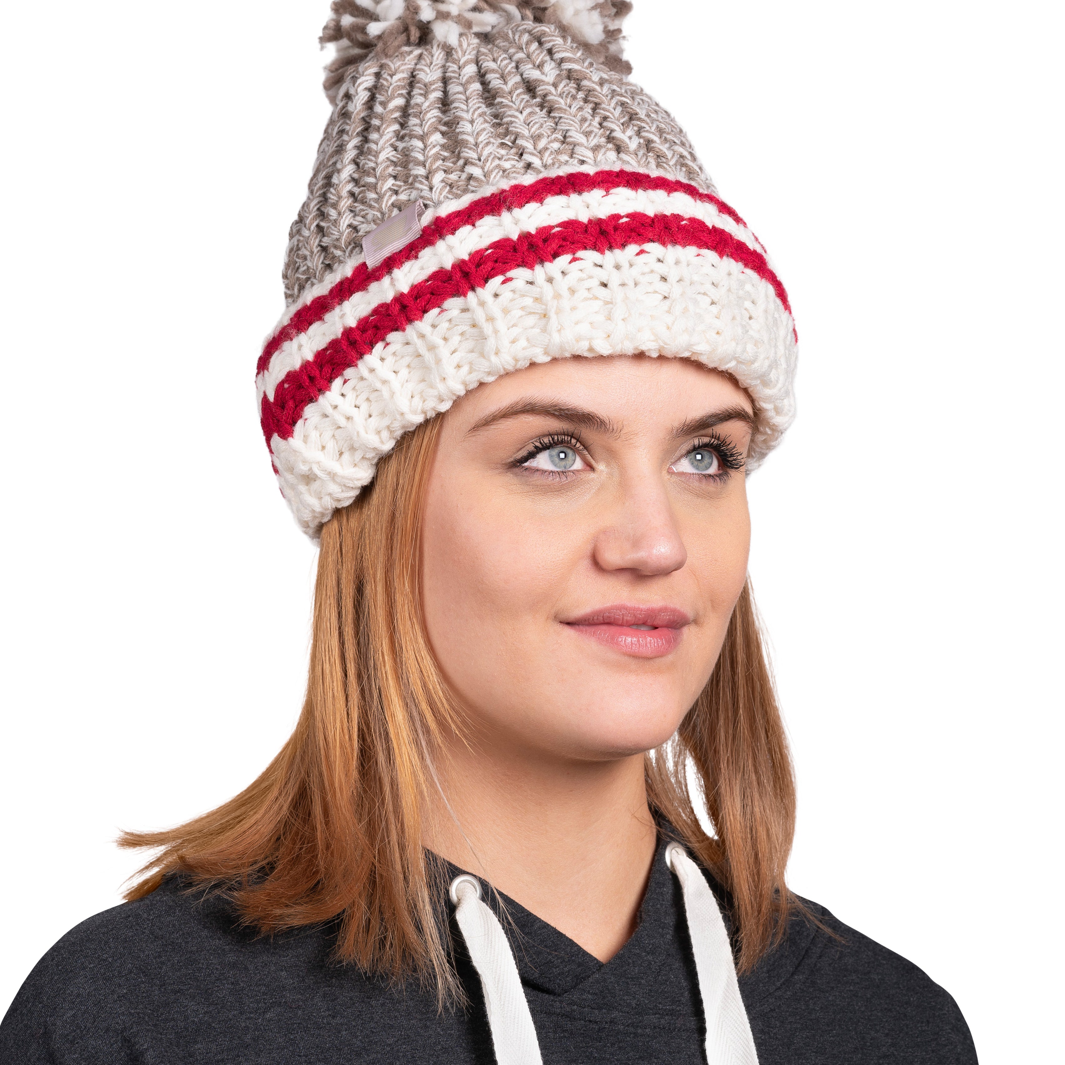 Canadiana Plush Beanie Hat With Pom Pom - Fungi