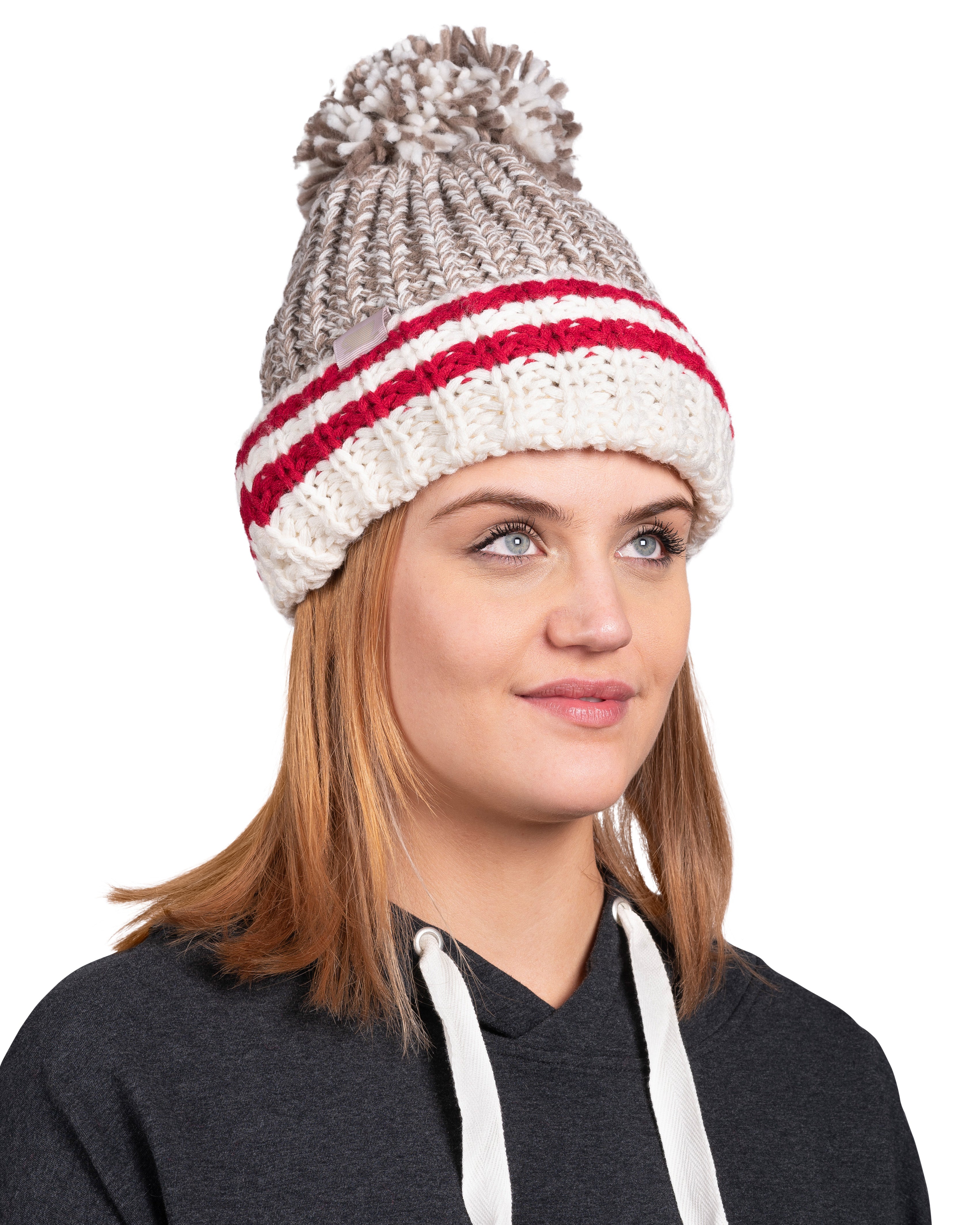 Canadiana Plush Beanie Hat With Pom Pom - Fungi