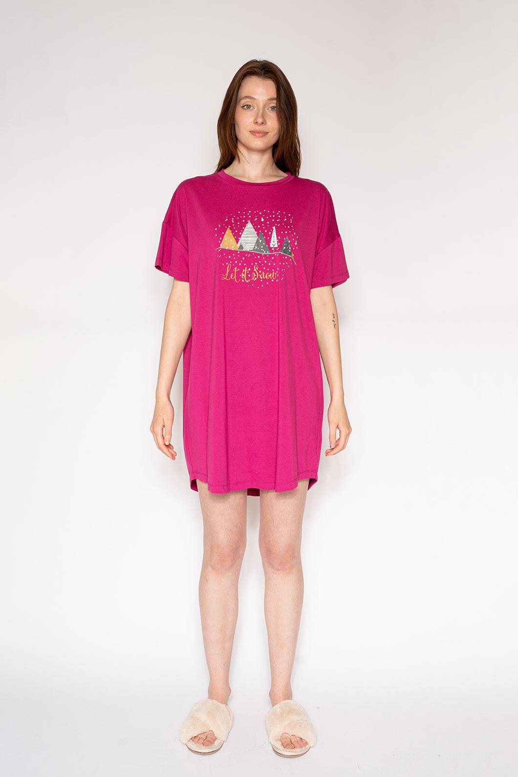 T-Shirt Dress - Let It Snow - LATTELOVE Co.