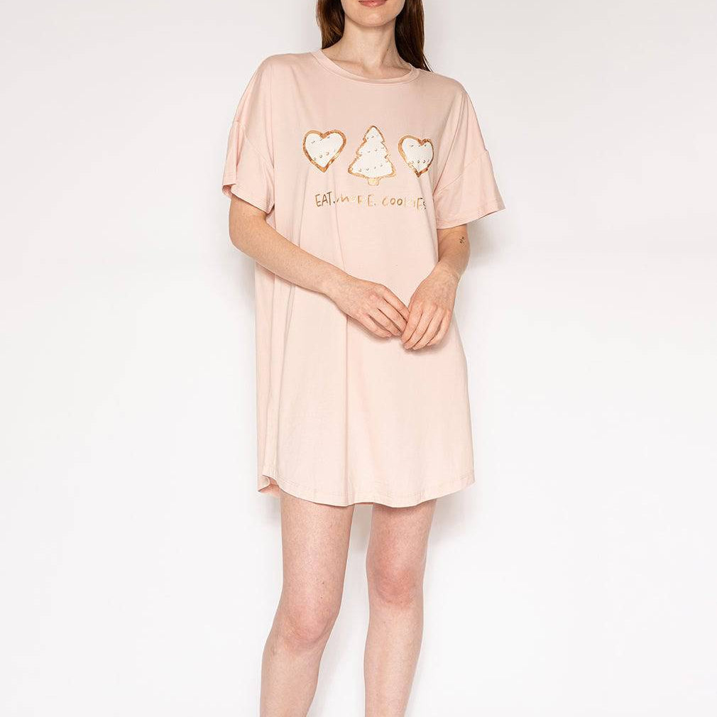 T-Shirt Dress - Eat More Cookies - LATTELOVE Co.