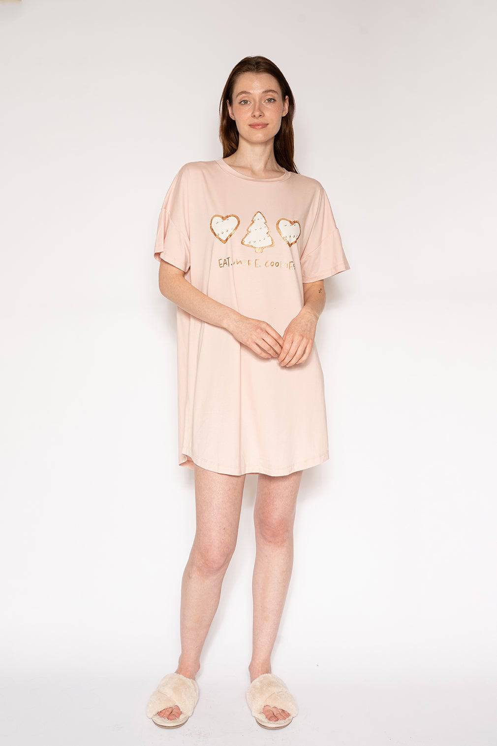 T-Shirt Dress - Eat More Cookies - LATTELOVE Co.
