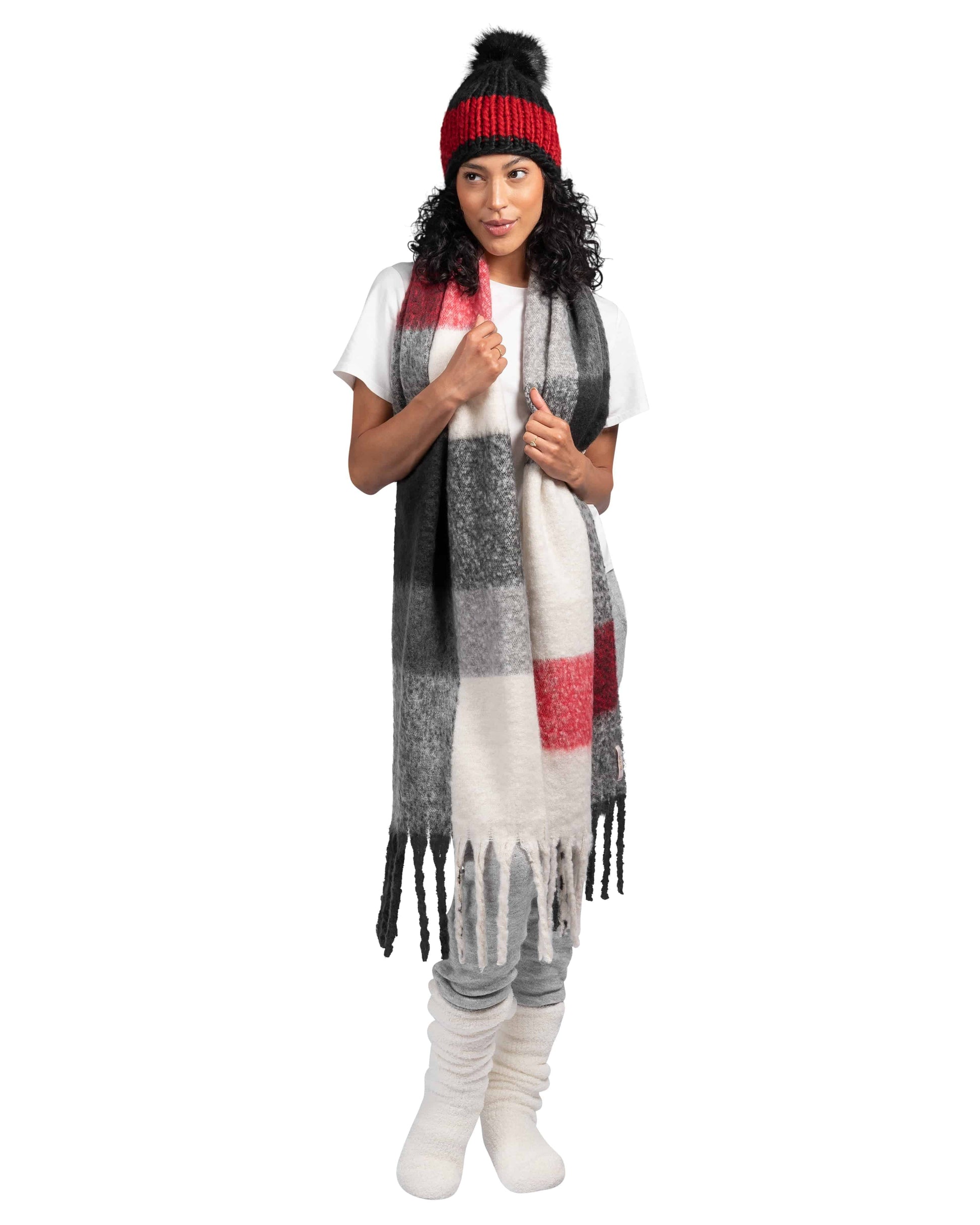 WIDE PLAID SCARF - LATTELOVE Co.