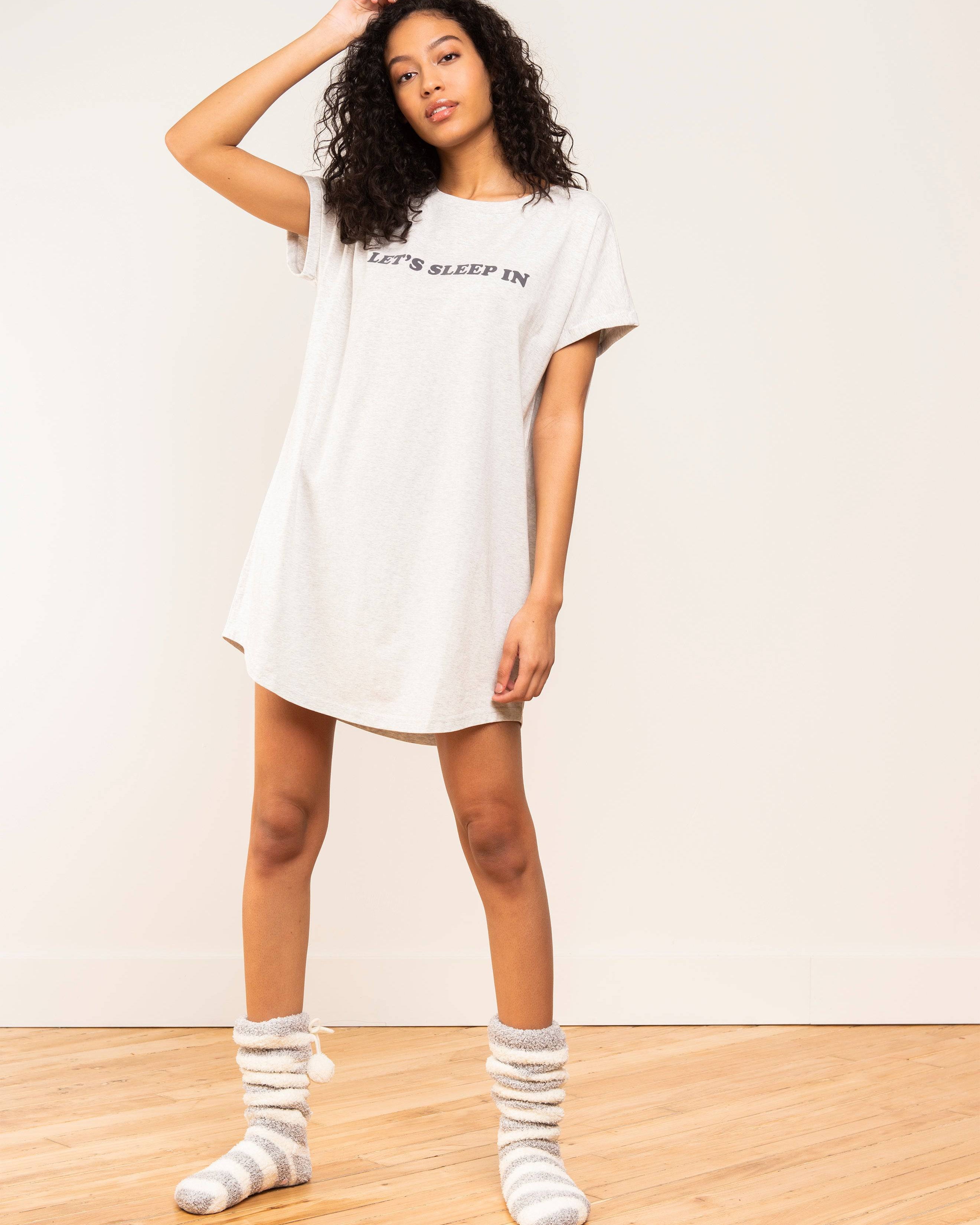 T-Shirt Dress - Let's Sleep In - LATTELOVE Co.