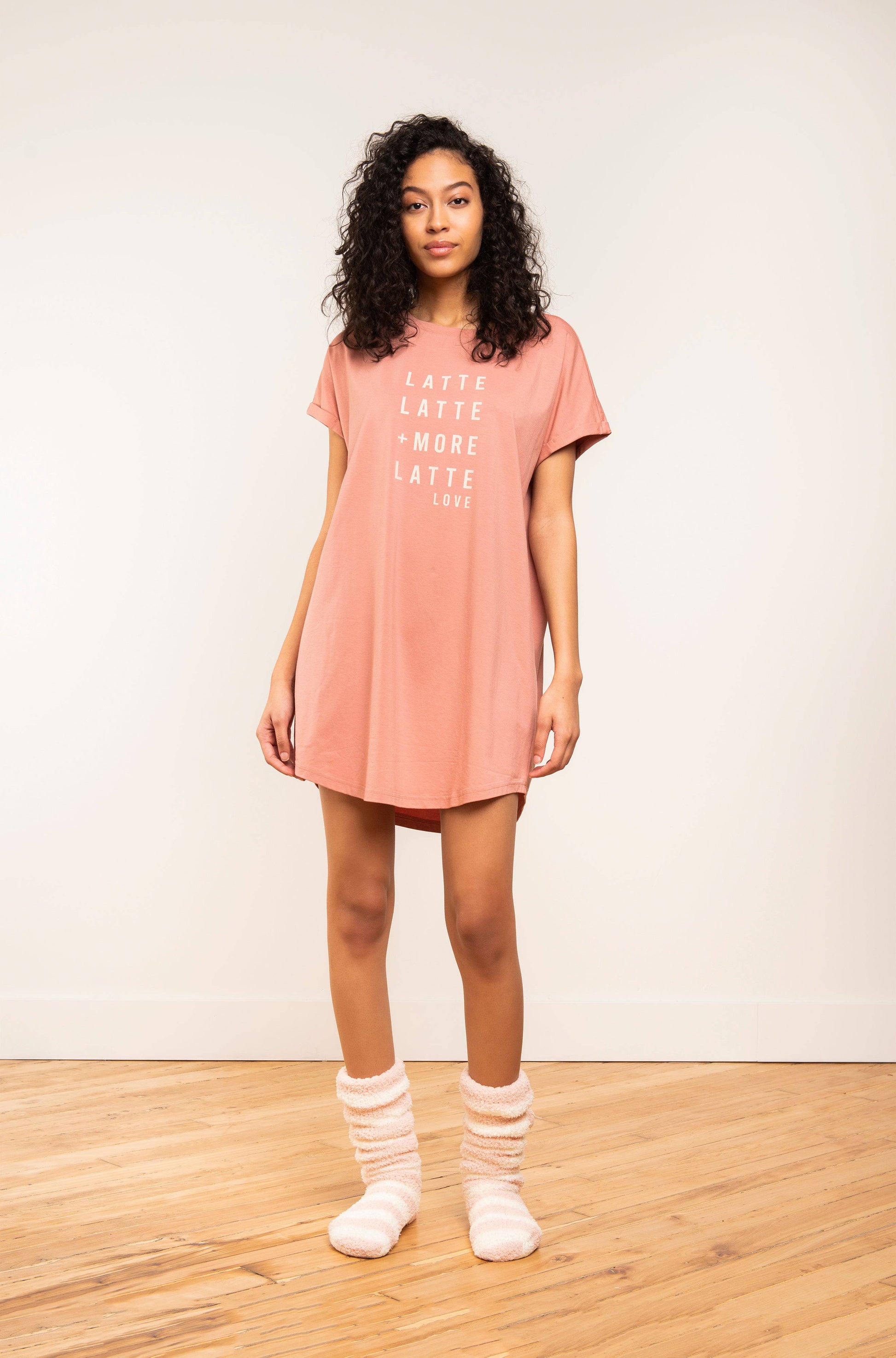 T-Shirt Dress - Latte Latte - LATTELOVE Co.