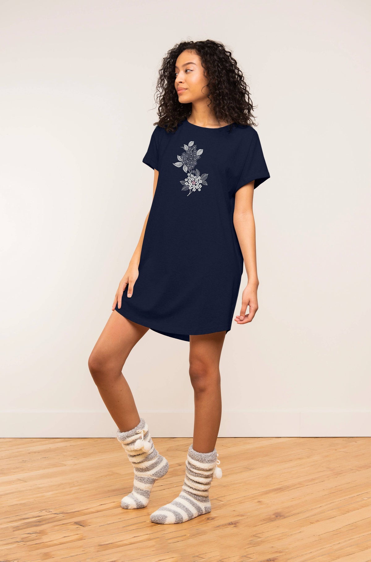 T-Shirt Dress - Navy Floral - LATTELOVE Co.