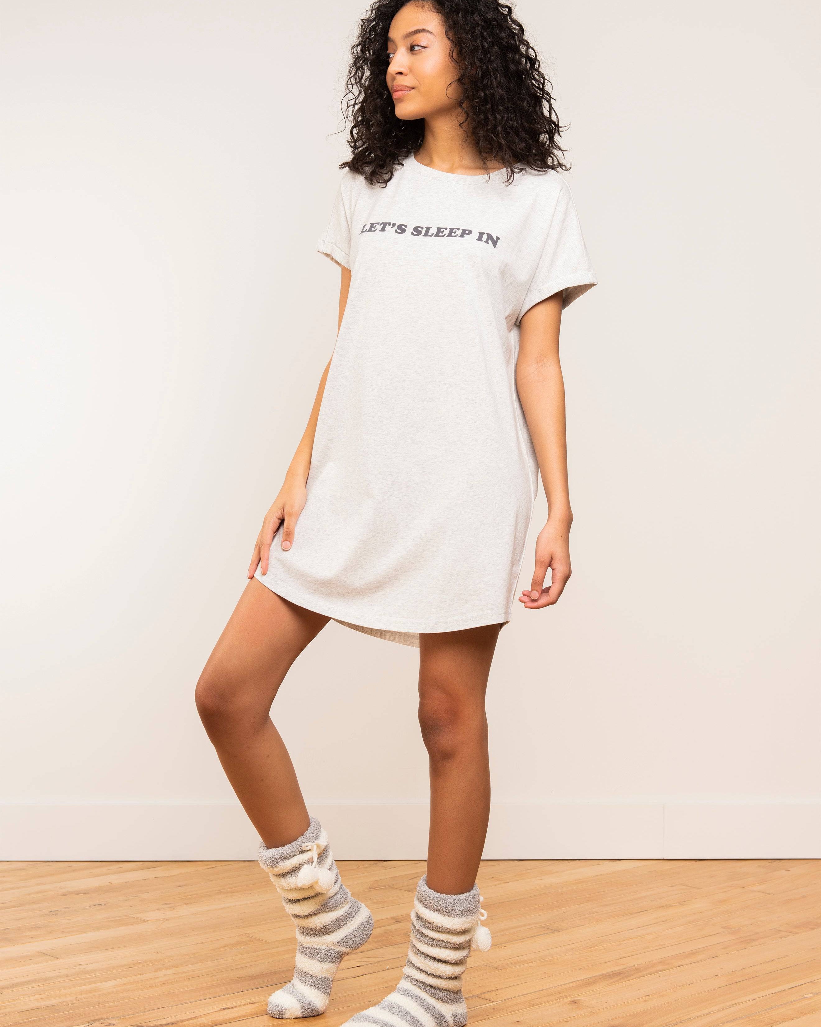 T-Shirt Dress - Let's Sleep In - LATTELOVE Co.