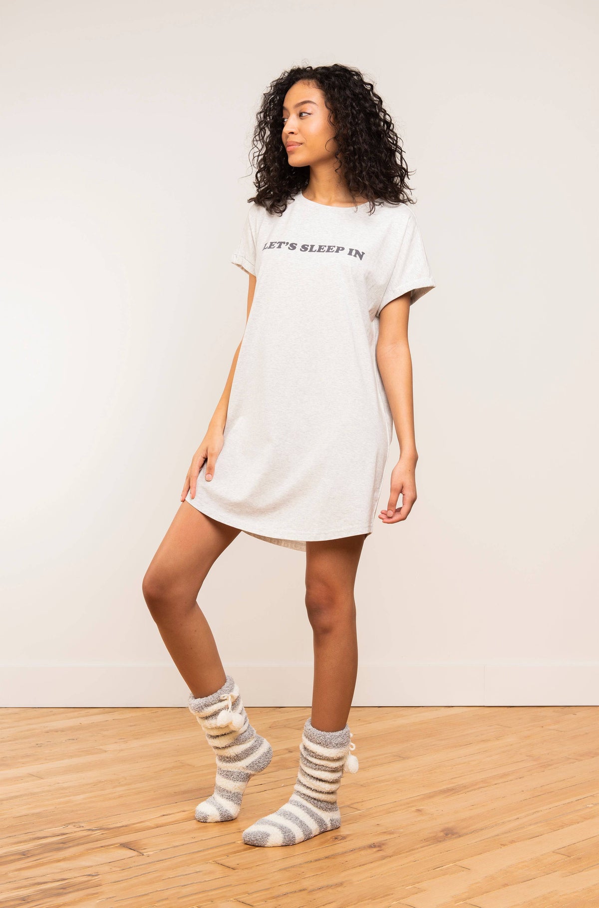 T-Shirt Dress - Let's Sleep In - LATTELOVE Co.