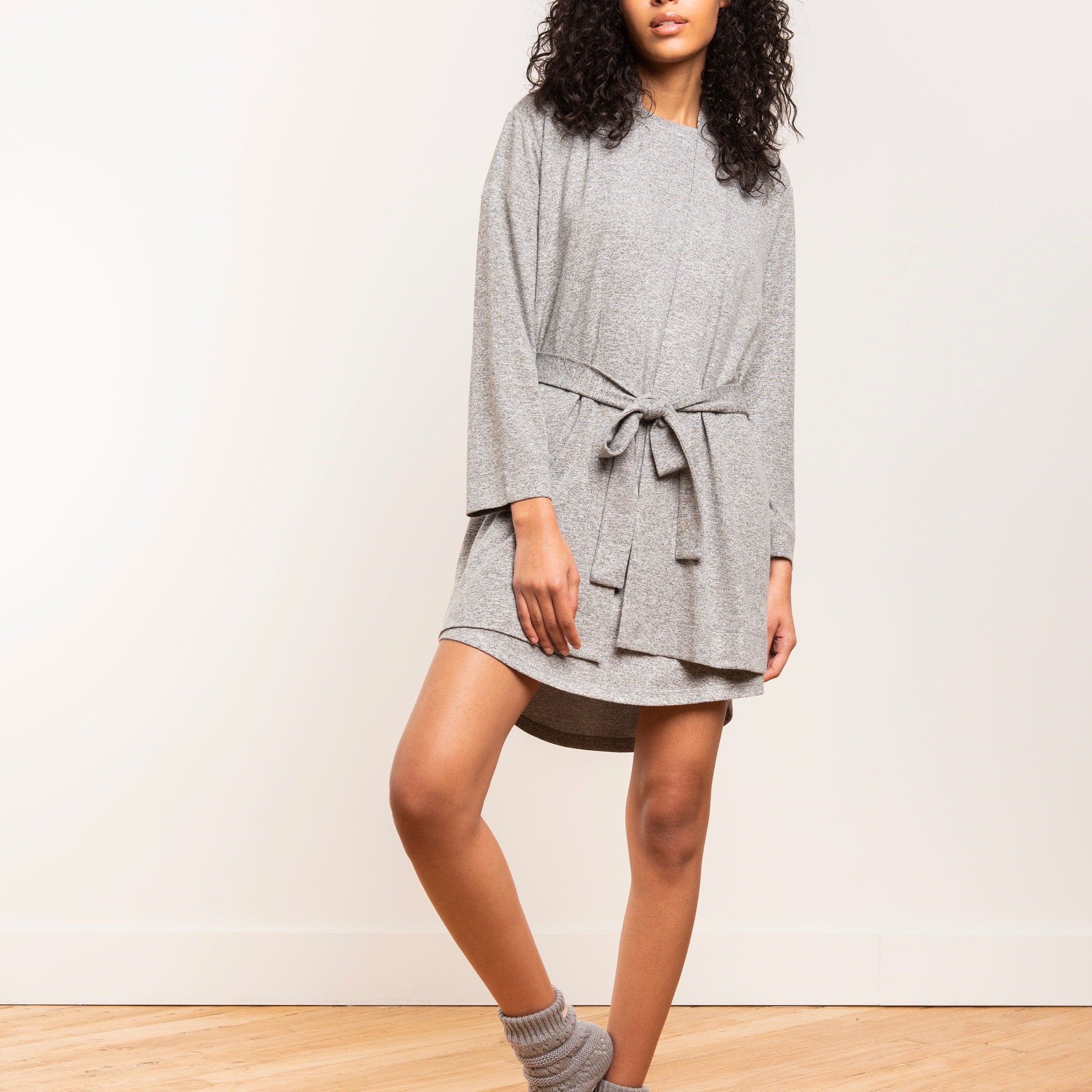 Marled Knit Belted Cardigan - LATTELOVE Co.