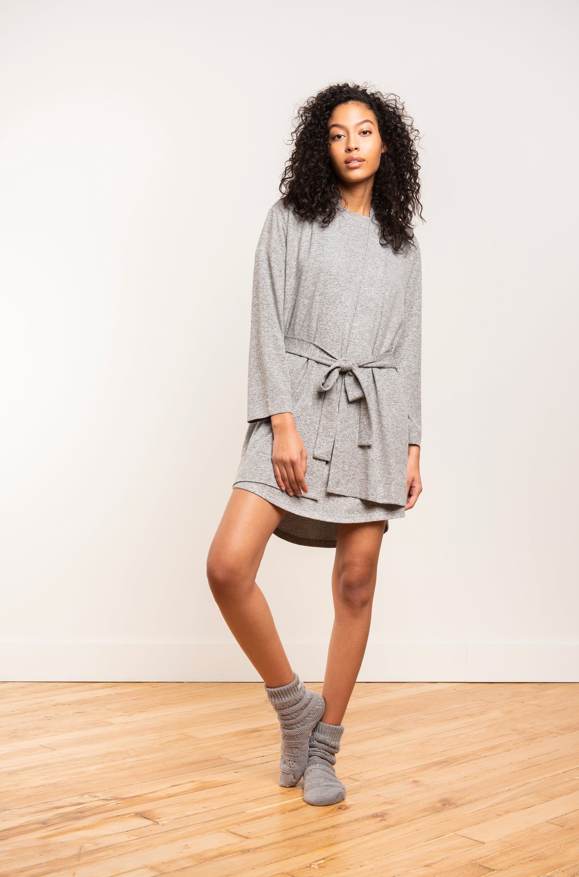 Marled Knit Belted Cardigan - LATTELOVE Co.