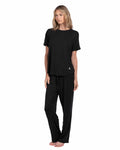 Rayon Spandex Tee & Pant Set - Parisian Dot Print - LATTELOVE Co.