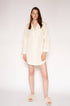 Long Sleeve Flannel Night Shirt - Irish Cream Pindot - LATTELOVE Co.