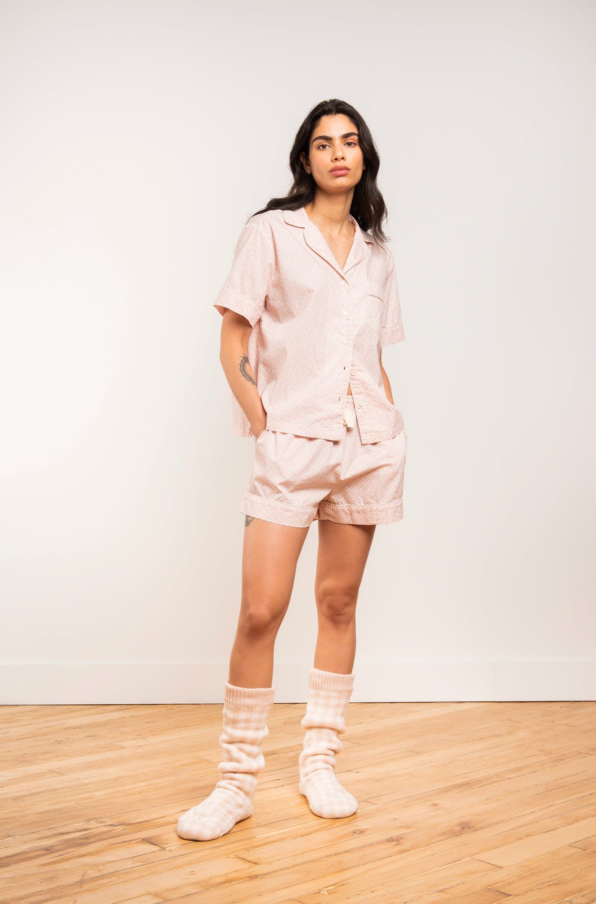 Woven Cotton Short Sleeve & Short PJ Set - LATTELOVE Co.