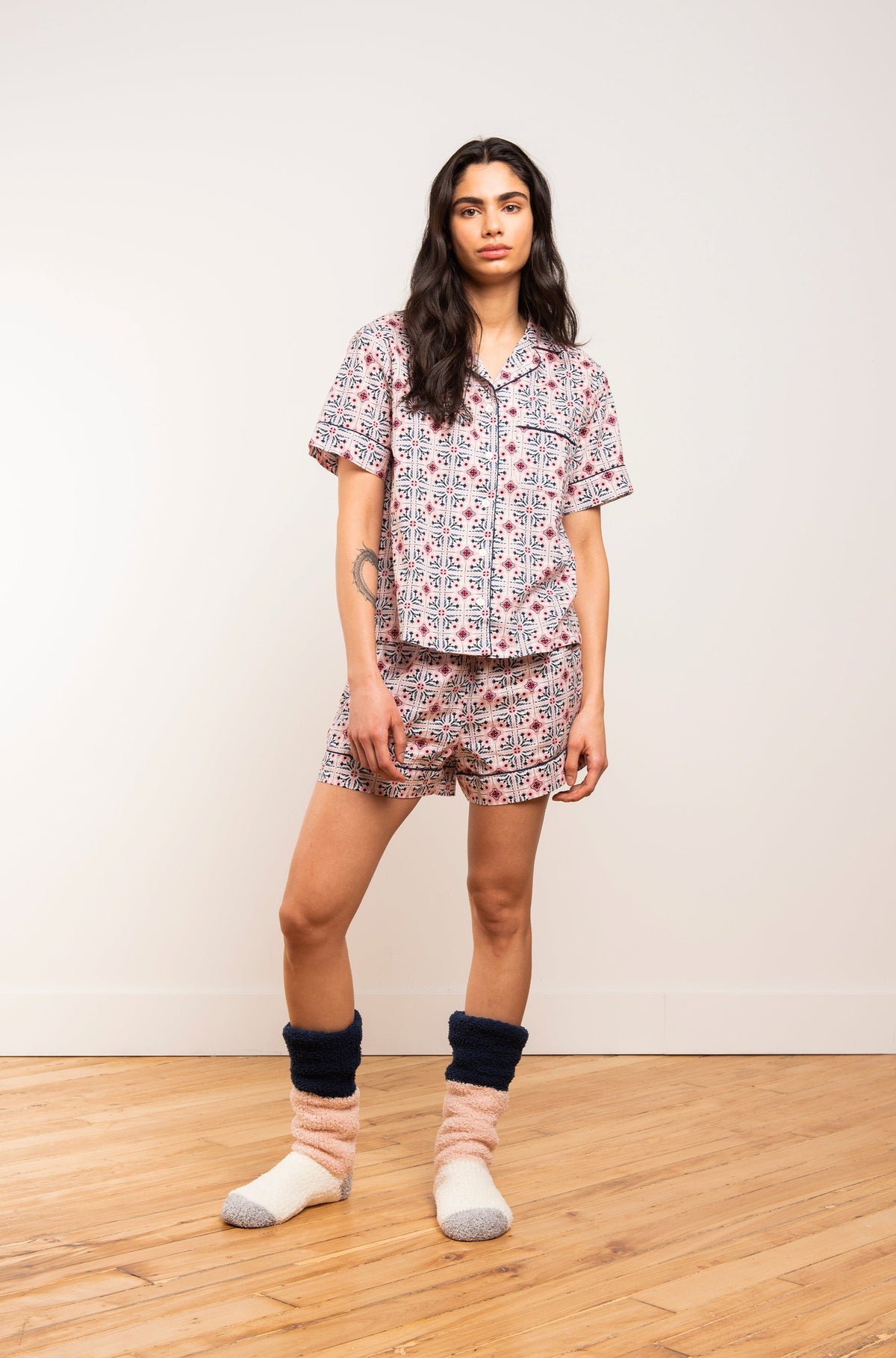 Woven Cotton Short Sleeve & Short PJ Set - LATTELOVE Co.