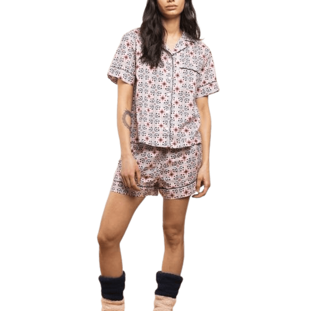 Woven Cotton Short Sleeve & Short PJ Set - LATTELOVE Co.