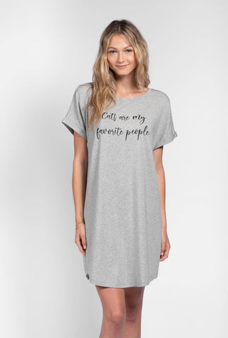 T-Shirt Dress - Cats are my Favorite People - LATTELOVE Co.