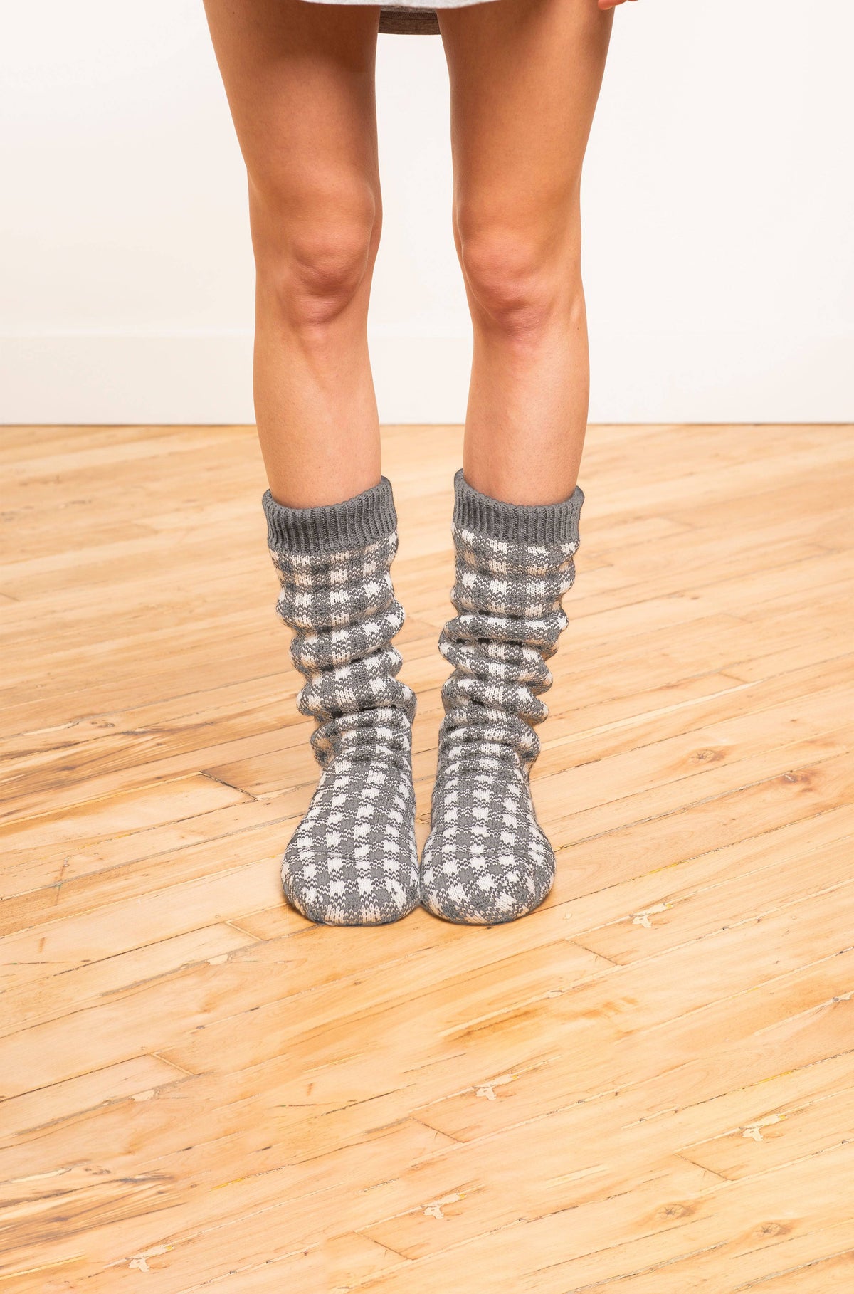 Gingham Slipper Sock - LATTELOVE Co.