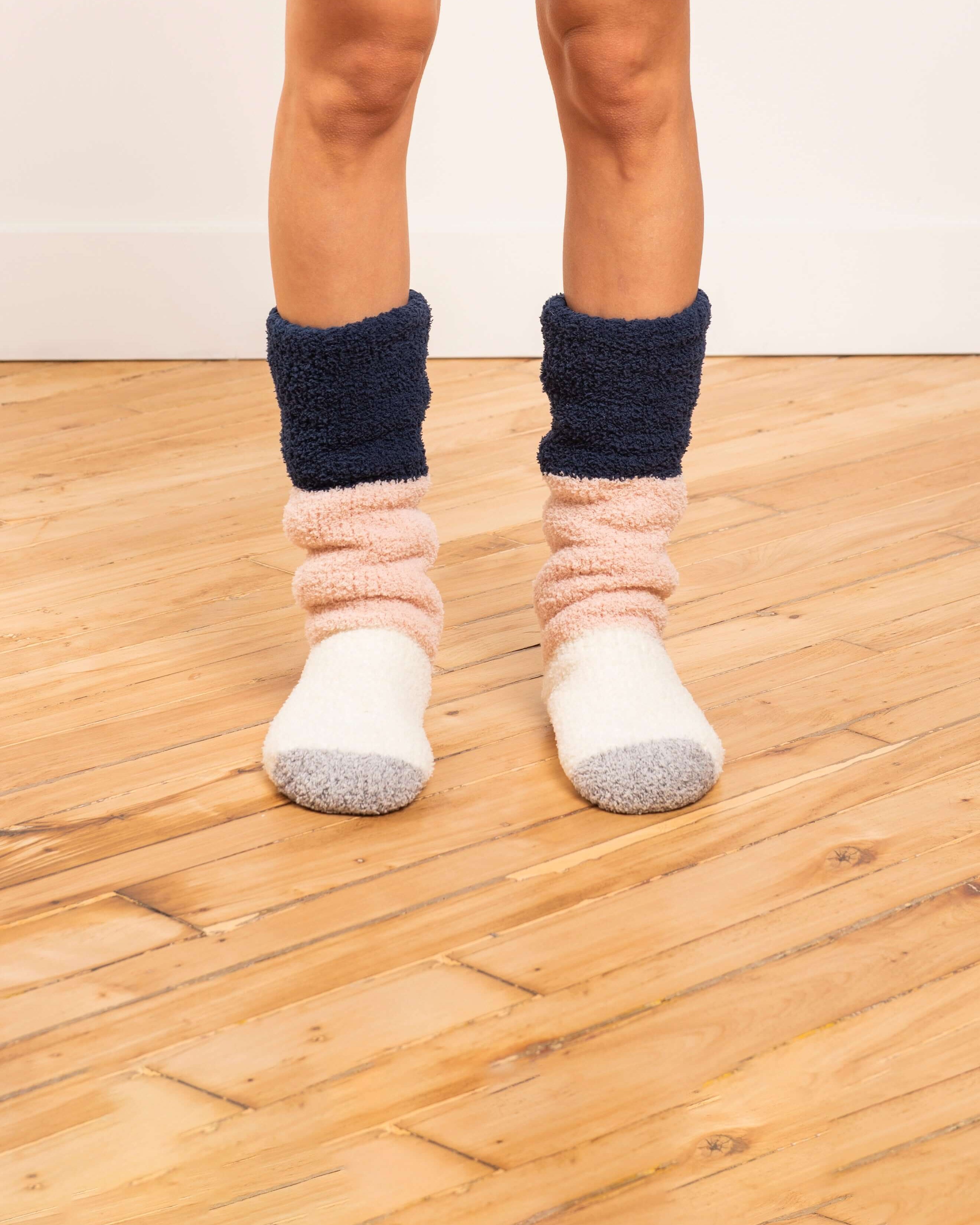 Color Block Slipper Socks - LATTELOVE Co.