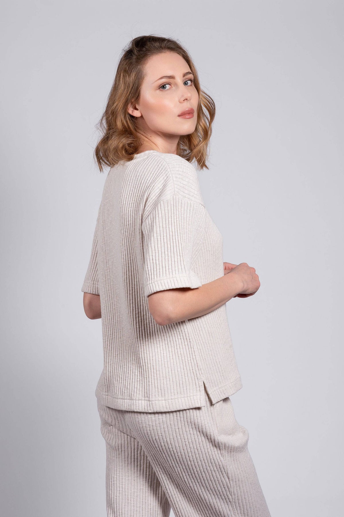 Sweater Rib Knit Tee - LATTELOVE Co.