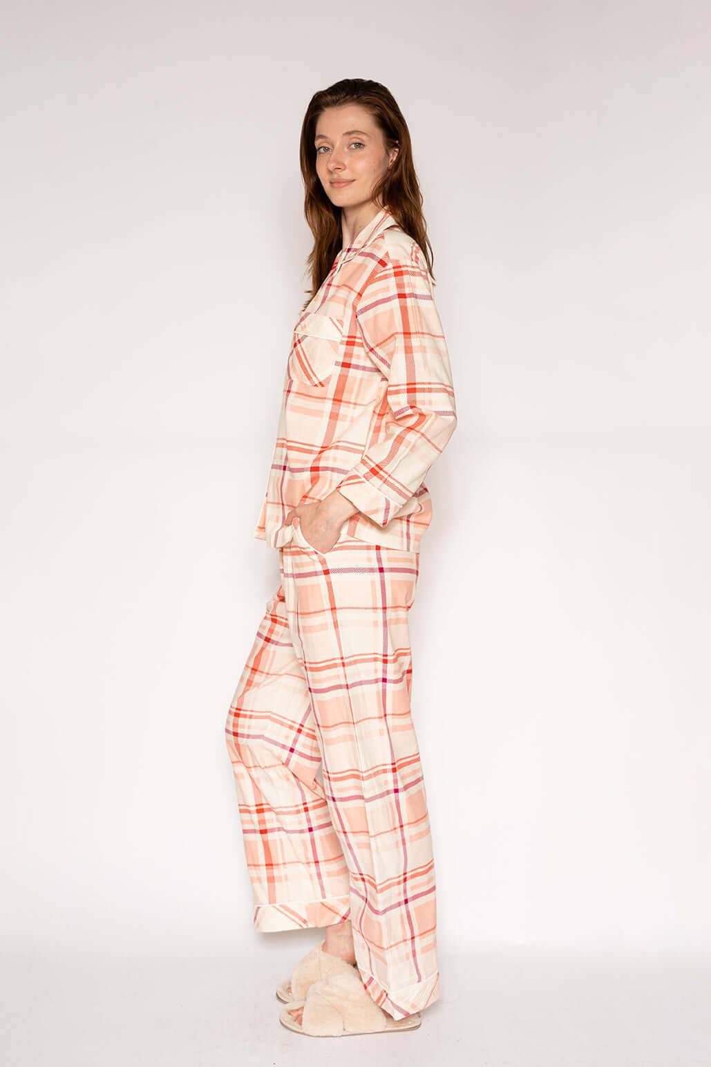 BERRY PLAID FLANNEL LS & PANT PJ SET