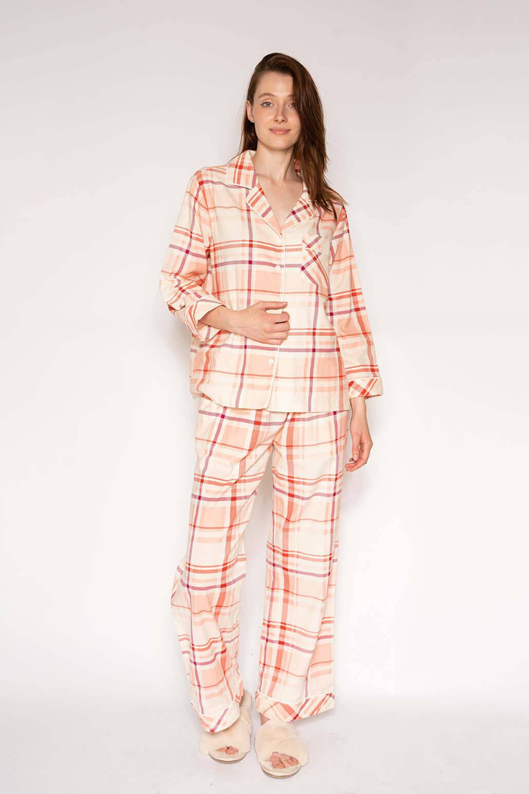 BERRY PLAID FLANNEL LS & PANT PJ SET